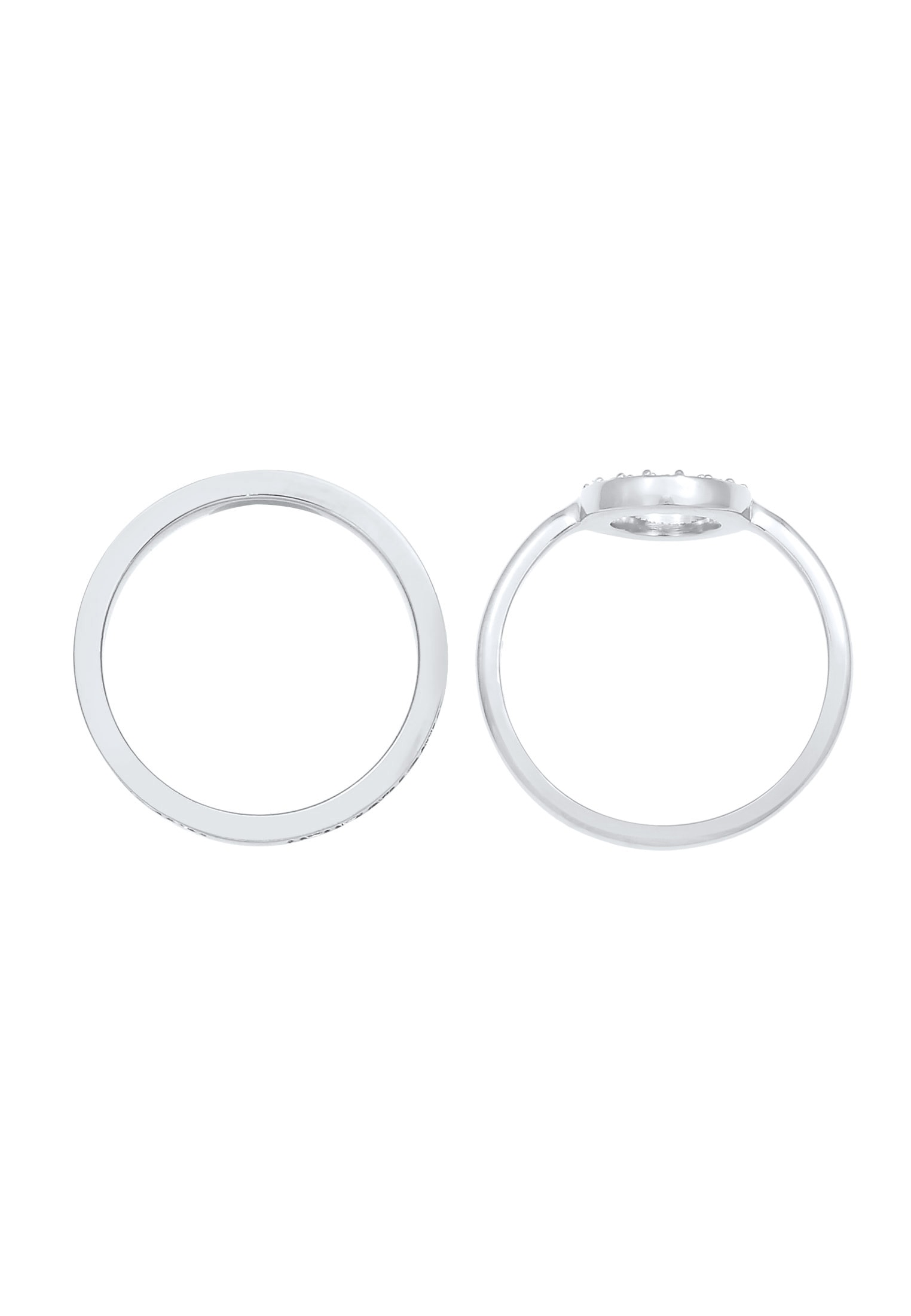 Elli Premium Ring-Set »Ring Memorie Kreis Geo Kristalle 2er Set 925 Silber«