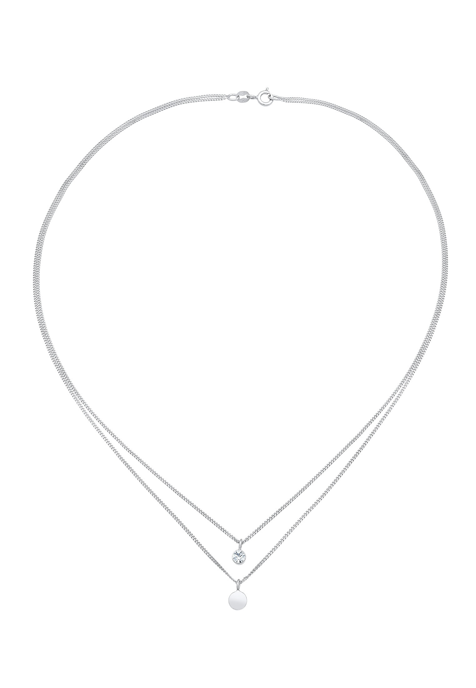 Elli Silberkette »Halskette Layer Plättchen Kristall 925 Silber«