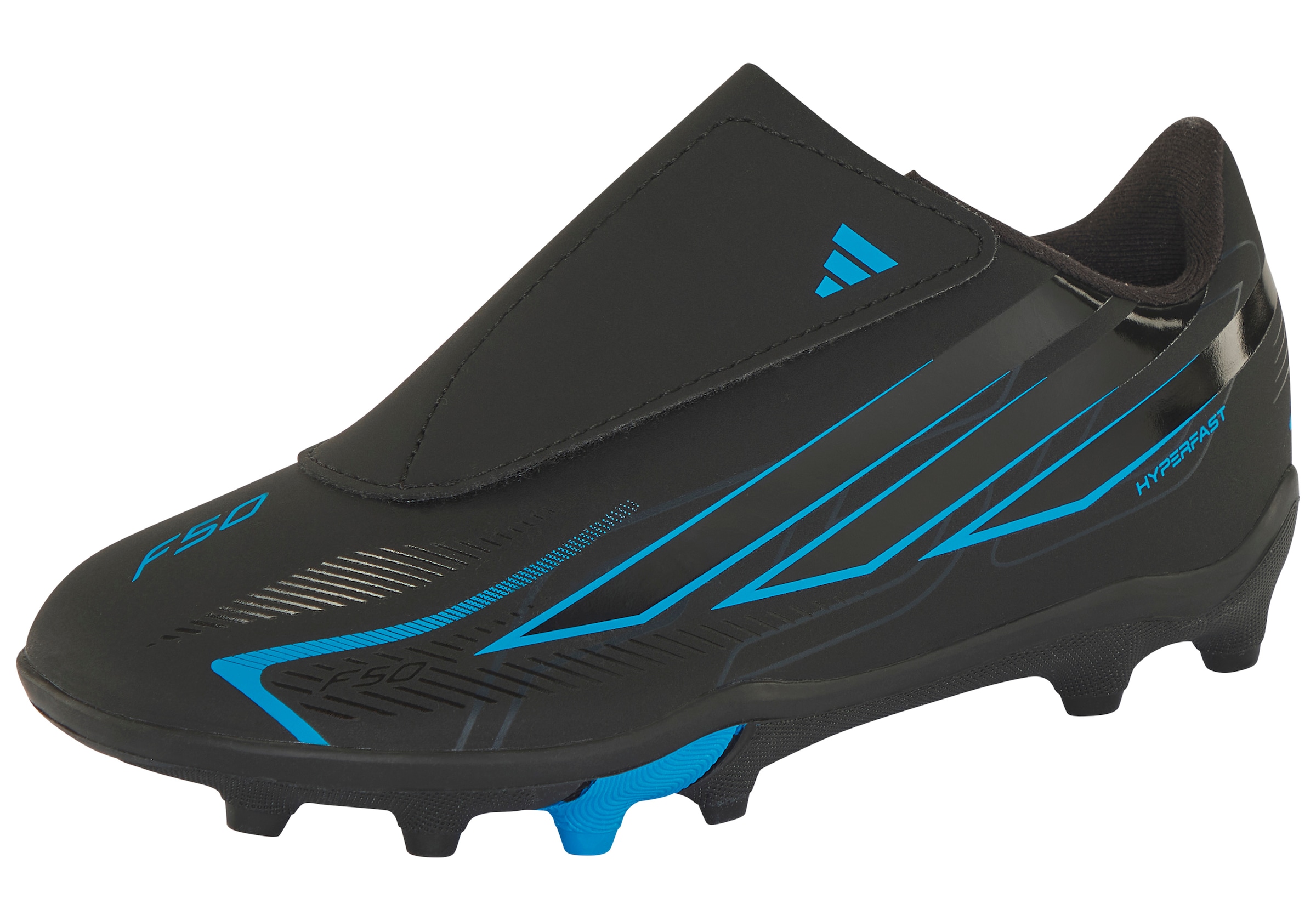 adidas Performance Fussballschuh "F50 HYPERFAST CLUB KIDS, NATURRASEN/GEMISCHTE BÖDEN, KLETTVERSCHLUSS" für viele verschiedene Böden geeignet, für Jugendliche & Kinder