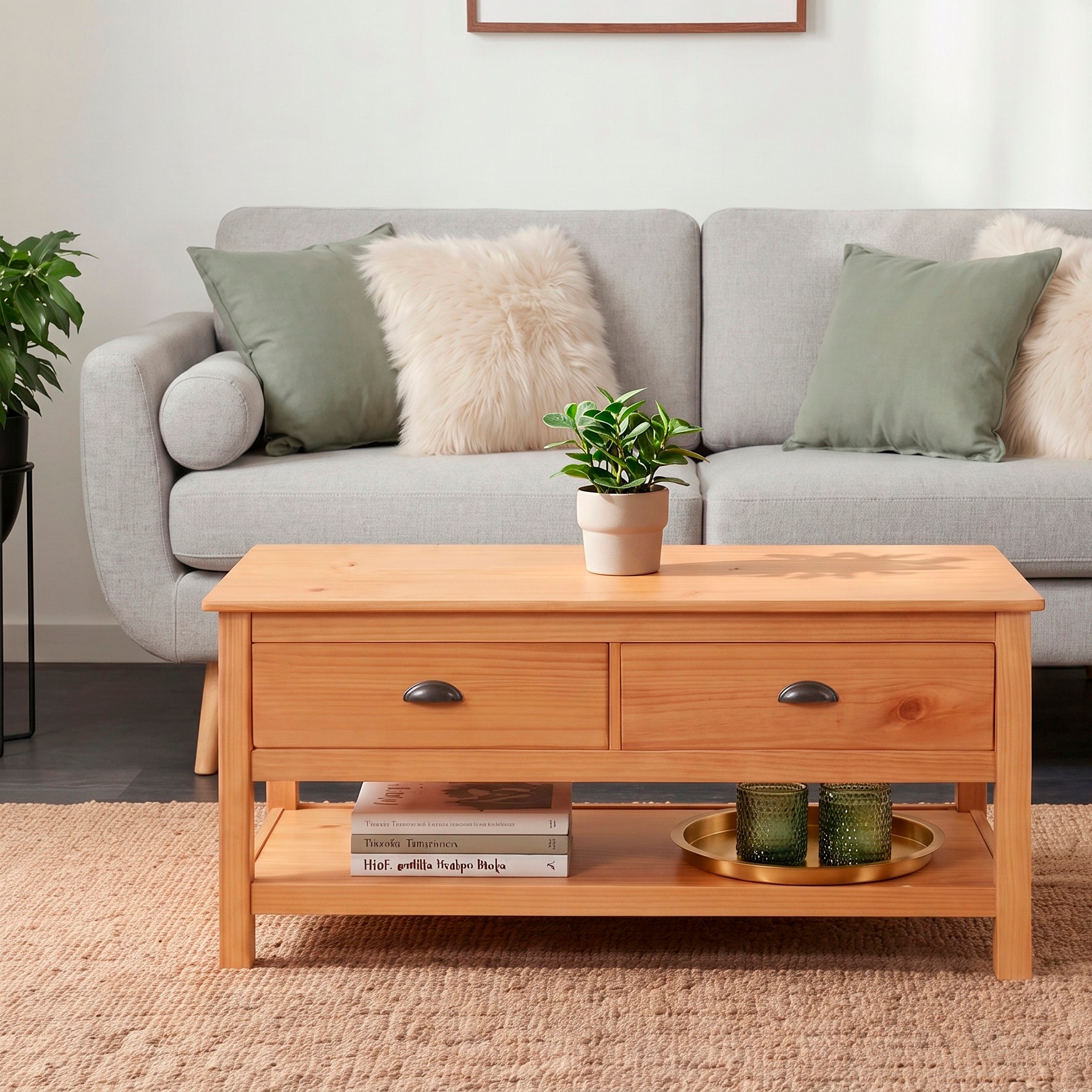 OTTO home Couchtisch »Schröder« mit 2 Schubladen und 1 Einlegeboden, aus massivem Kiefernholz