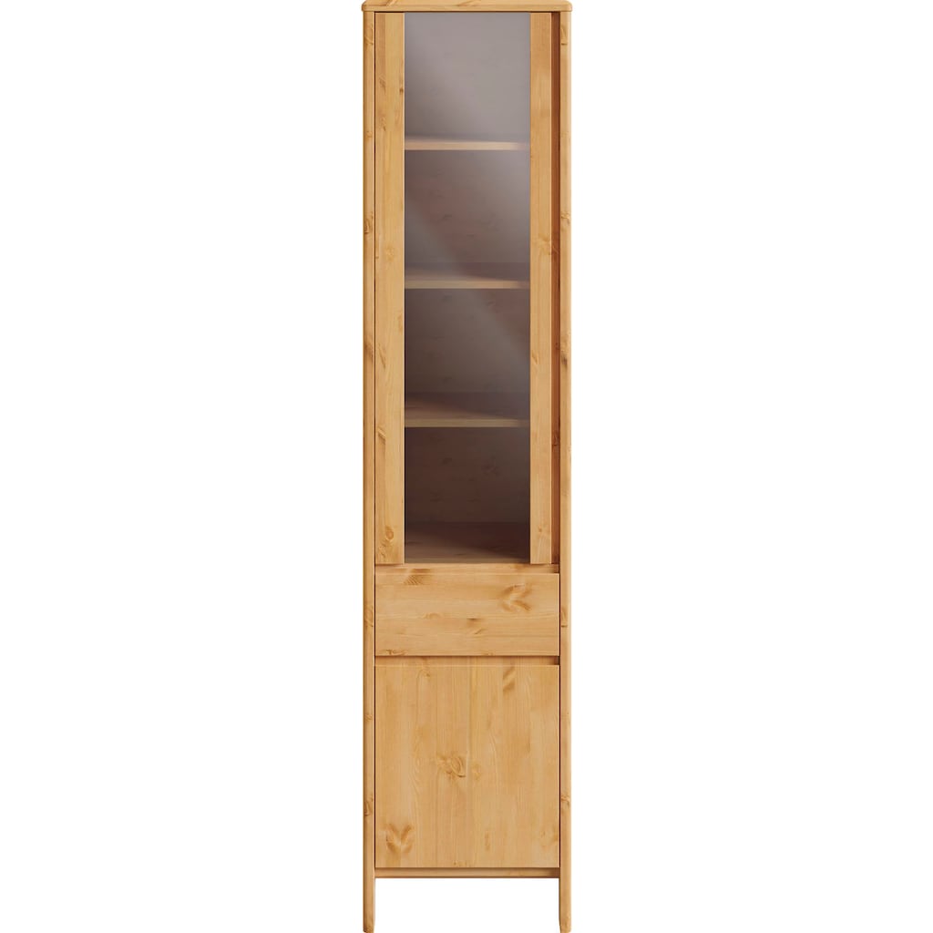 Home affaire Vitrine »Luven«, zertifiziertes Massivholz, Höhe 192 cm, 2 Türen und 1 Schublade