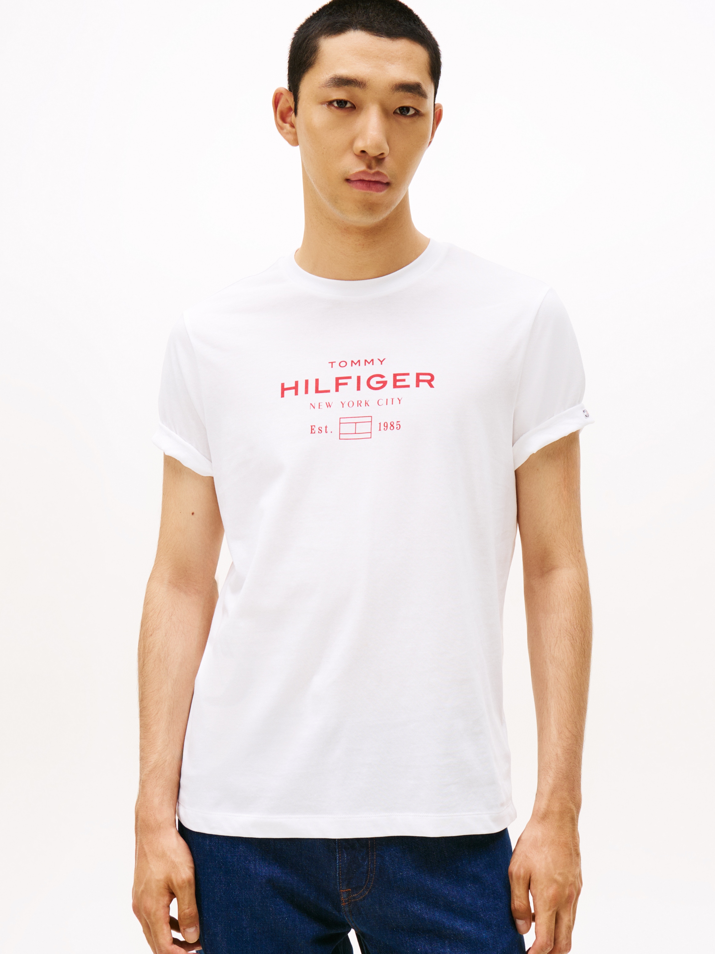 Tommy Hilfiger T-Shirt »HILFIGER STACK GRAPHIC TEE« Regular fit mit Rundhalsausschnitt