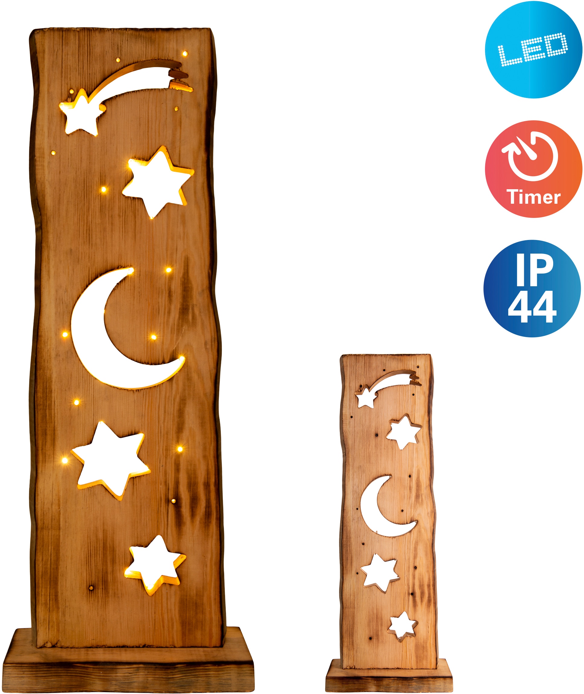 LED Dekoobjekt »Light Moon/Stars«, 1 flammig, Für Aussenbereich geeignet, incl. Timer...