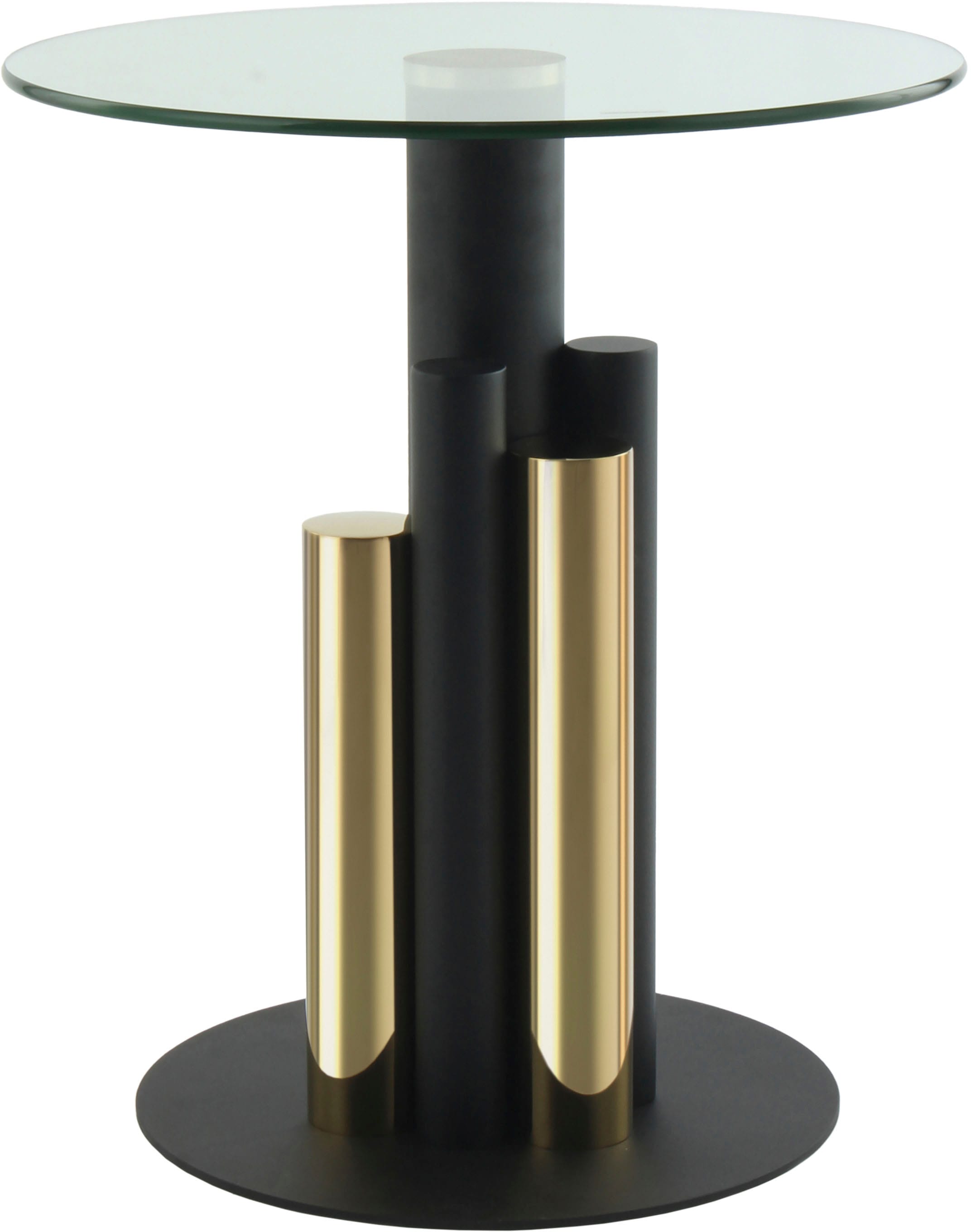 Kayoom Beistelltisch »Ontario 225, Runde  Glasplatte aus Sicherheitsglas, 100% Edelstahl« 1 Stk. tlg. Modernes Design, zweifarbiges Säulengestell, Eyecatcher Element