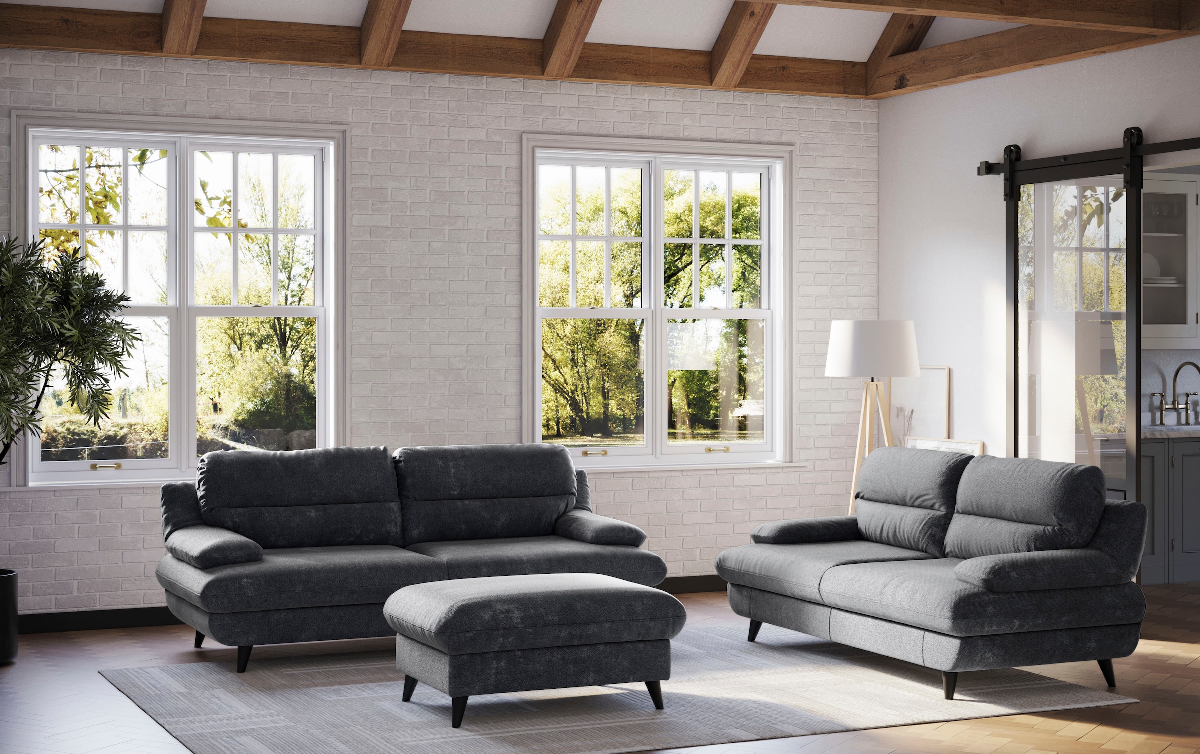 COTTA 2,5-Sitzer »Pike, B: 198 cm« mit Metallfüße, wahlweise auch in Echtleder