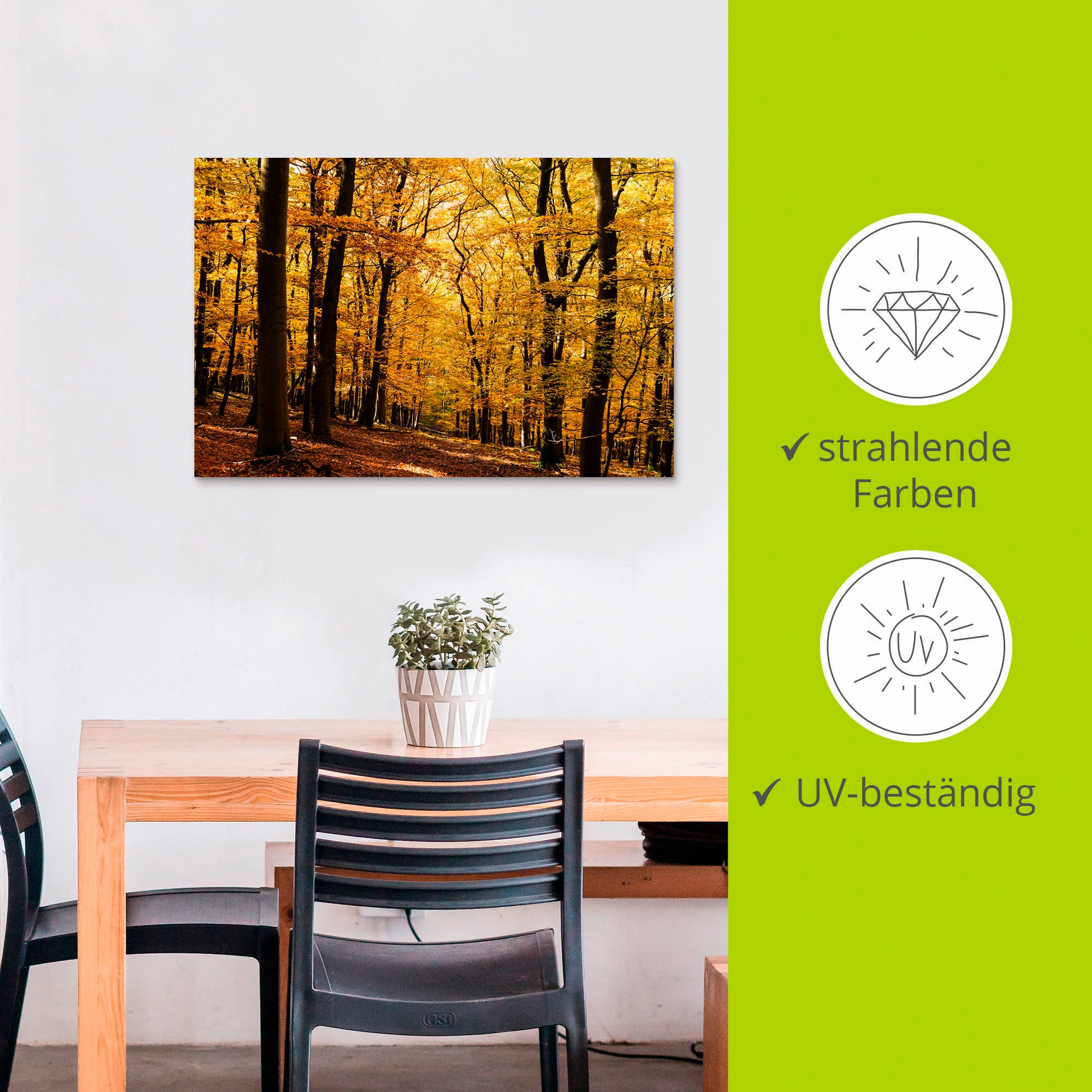 Artland Wandbild »Spaziergang im Herbstwald«, Wald, (1 St.), als Alubild, Outdoorbild, Leinwandbild, Poster in verschied. Größen