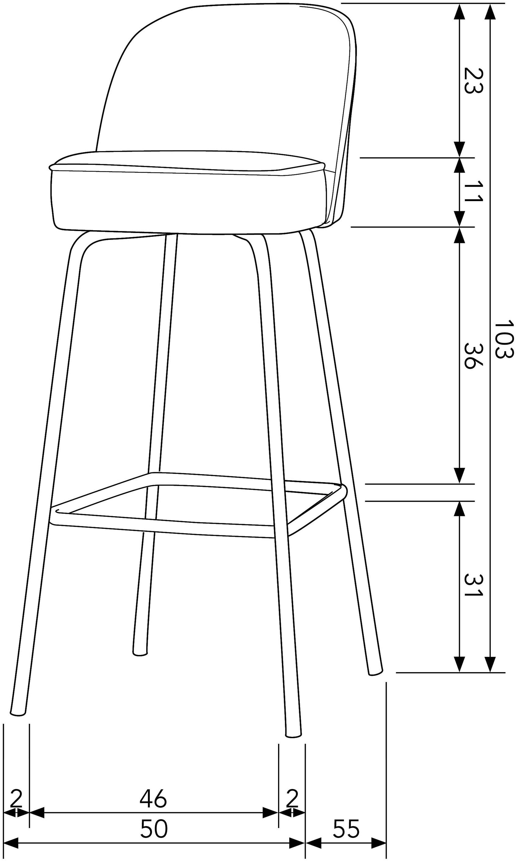 WOOOD Esszimmerstuhl »Vogue Bezug mit Fußstütze und Metallgestell, H 103 x B 50 x T 55 cm« () 1 Stk.Recycling-Lederfaser-Verbundstoff, pfleigleicht, Tragkraft 100 kg