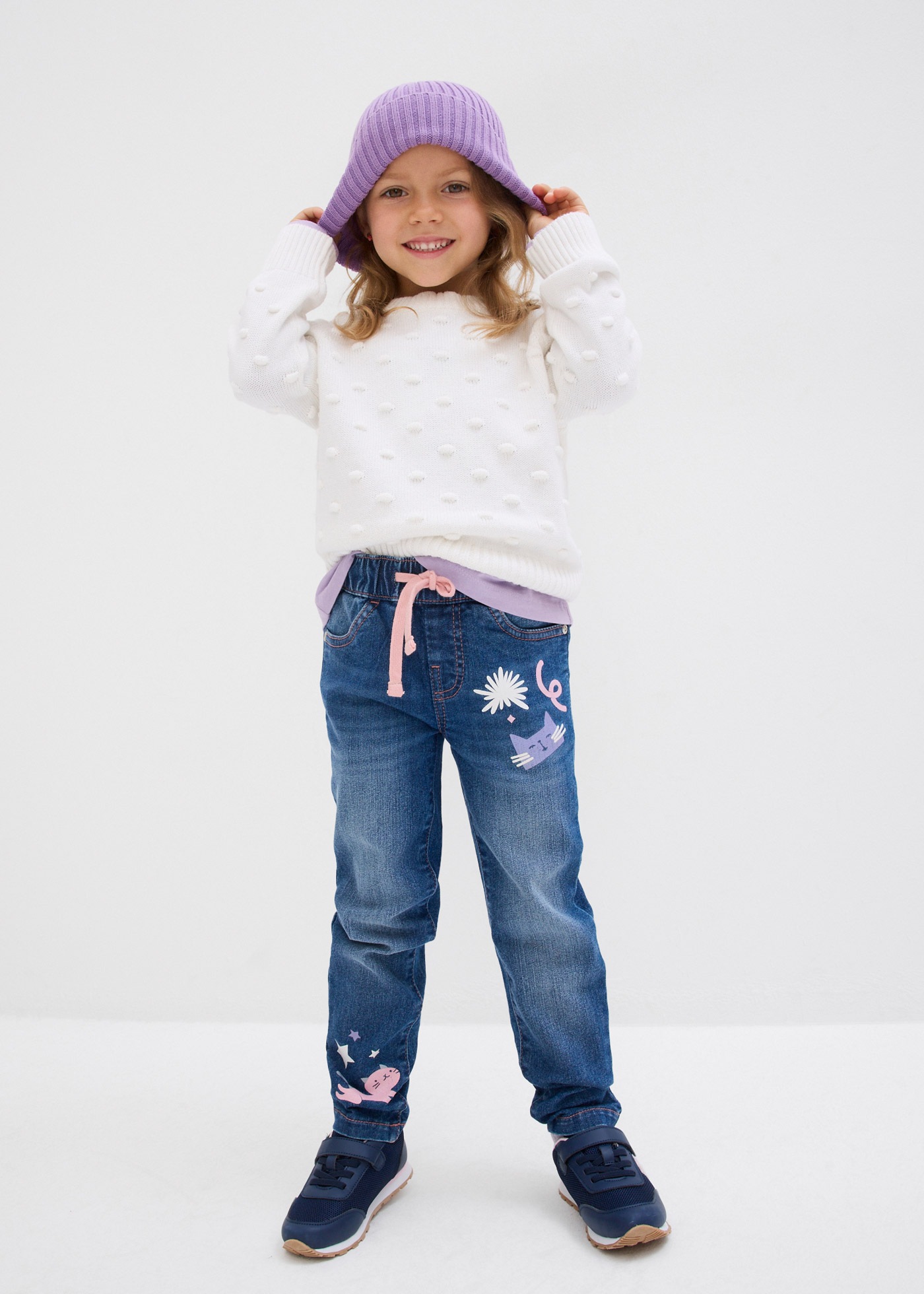 bonprix Straight-Jeans »Straight-Jeans Mid Waist« Straight-Schnitt, Regular Fit, Mid Waist, mit Druck