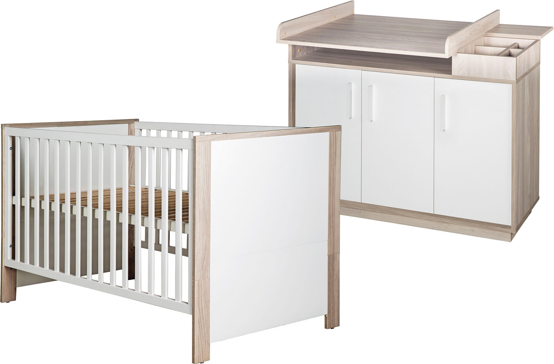 roba® Babymöbel-Set »Olaf« (Spar-Set 2 St. Kinderbett Wickelkommode) mit Kinderbett & Wickelkommode; Made in Europe