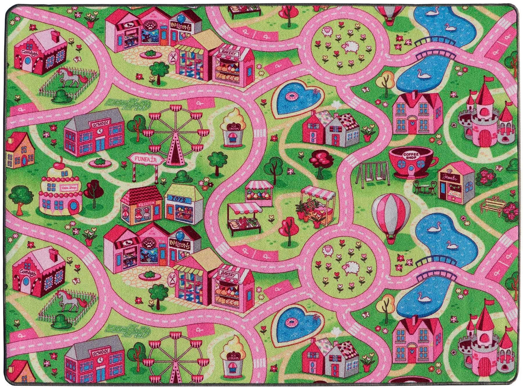 Kinderteppich »SWEET CITY«, rechteckig, Straßen-Spiel-Teppich, Straßenbreite ca. 9 cm,...