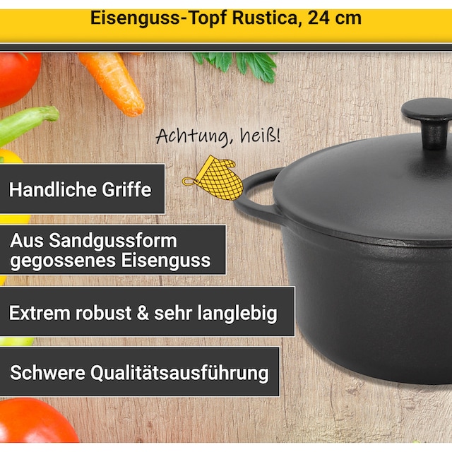 Krüger Fleischtopf »Rustica«, Eisenguss, (1 tlg.), Induktion mit 3 Jahren  XXL Garantie