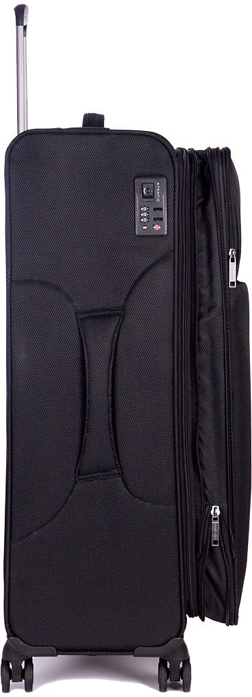 Stratic Weichgepäck-Trolley »Stratic Light + L, black«, 4 Rollen, Reisekoffer großer Koffer Aufgabegepäck TSA-Zahlenschloss