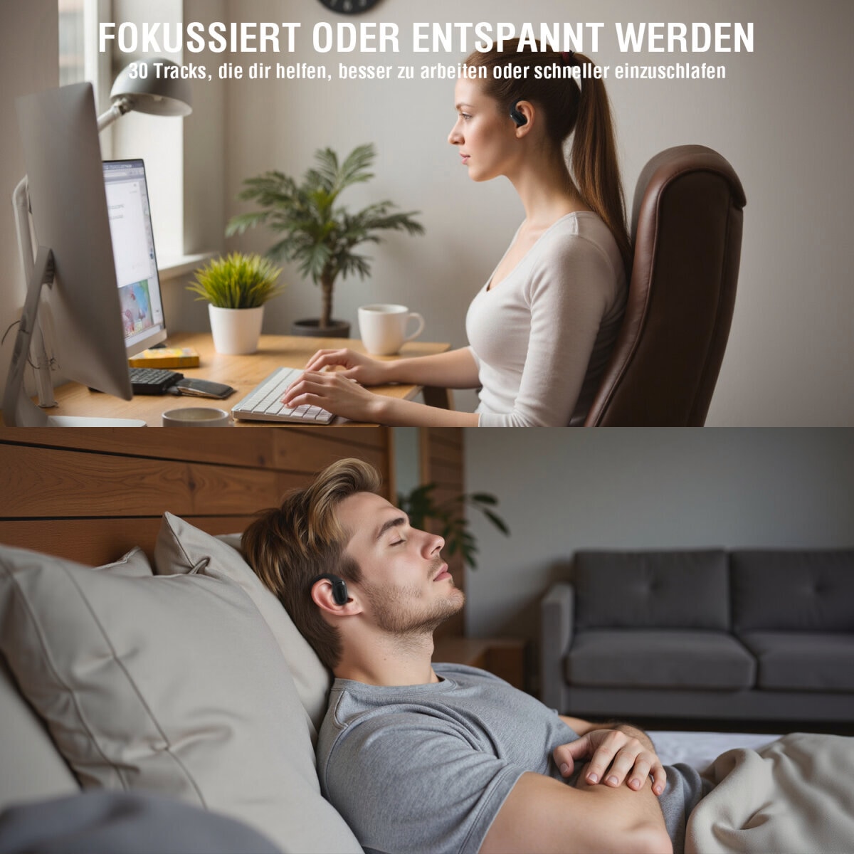 4smarts wireless Kopfhörer »Open-Ear Bluetooth Kopfhörer SkyBuds AI Screen«, A2DP Bluetooth-AVRCP Bluetooth-HFP, Freisprechfunktion