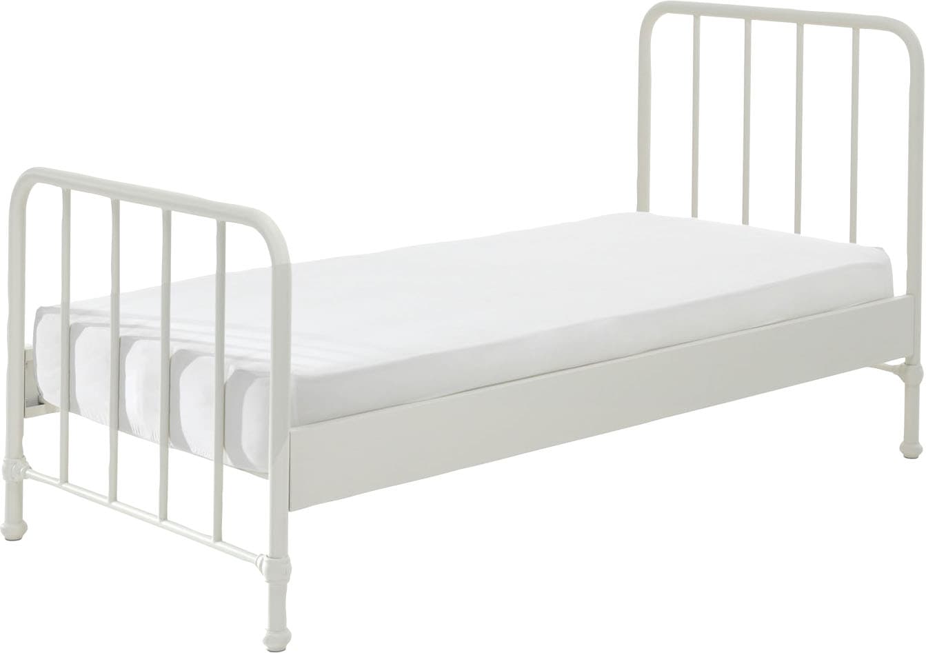 Vipack Jugendbett »Bronxx, Einzelbett 90/200, sehr stabil, romantische Optik«, (B/H/T ca. 96,5x110x206cm, inkl. Lattenrost, Bodenfreiheit), Oberfläche pulverbeschichtet, verschiedene Farben zur Wahl