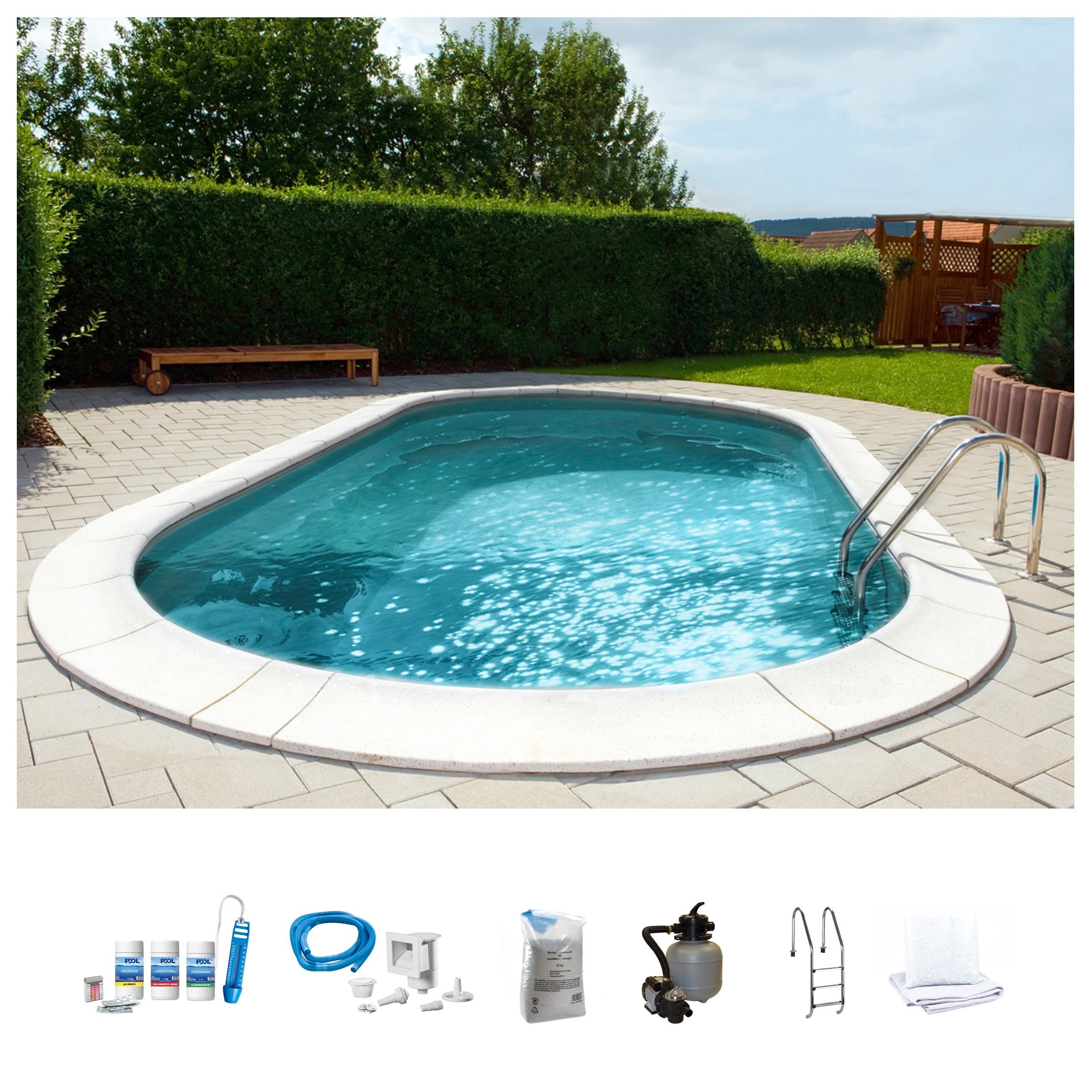 my POOL BWT Ovalpool »PREMIUM mit grauer Innenfolie«, (Komplett-Set, 7 tlg.), Höhe 120 cm, in verschiedenen Größen