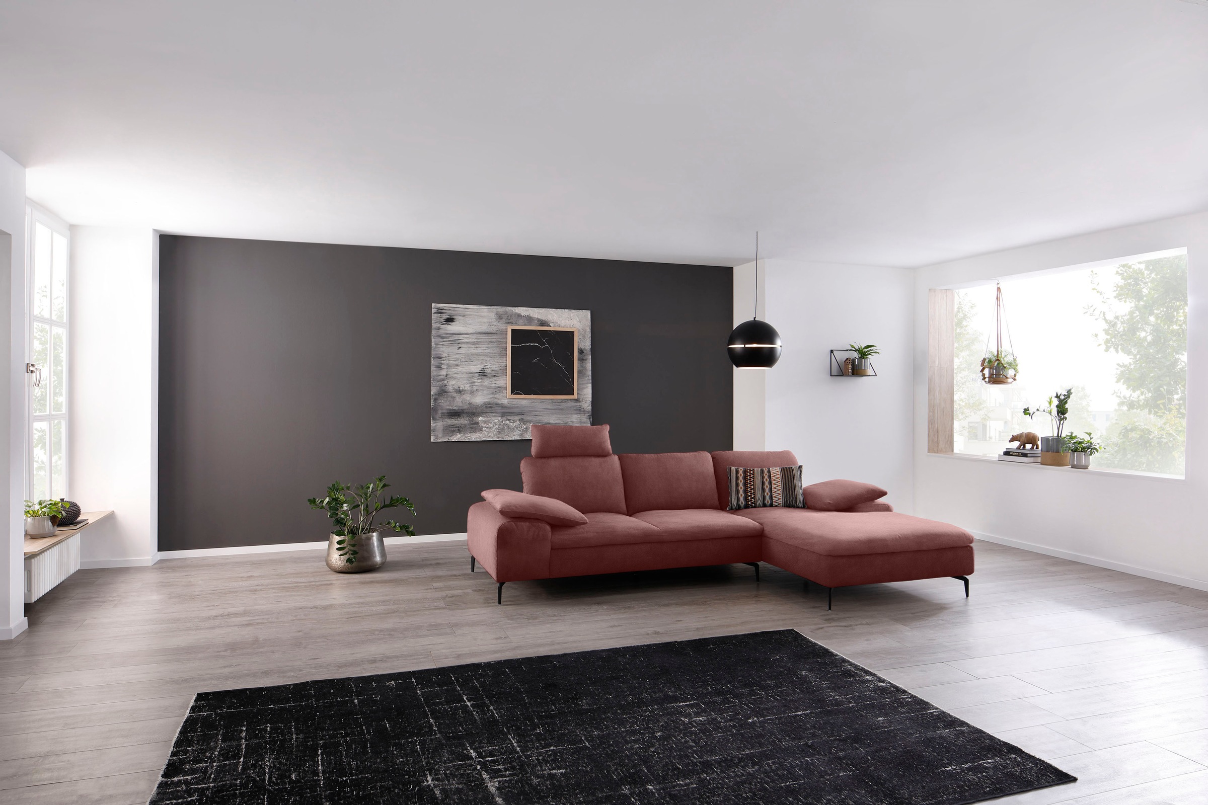 W.SCHILLIG Ecksofa »valentinoo, Designsofa, bequem, elegant und zeitlos, L-Form«, (Set), inklusive Hocker, mit Sitztiefenverstellung, Breite 299 cm