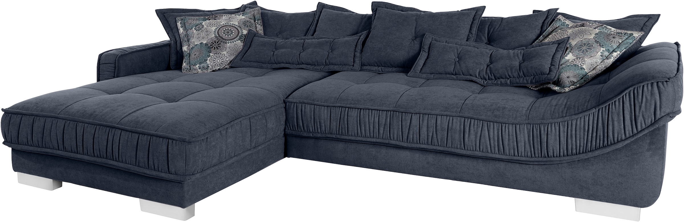 INOSIGN Ecksofa »Diwan L-Form«, für bis zu 140 kg pro Sitzfläche, mit vielen Kissen und Faltenwurf