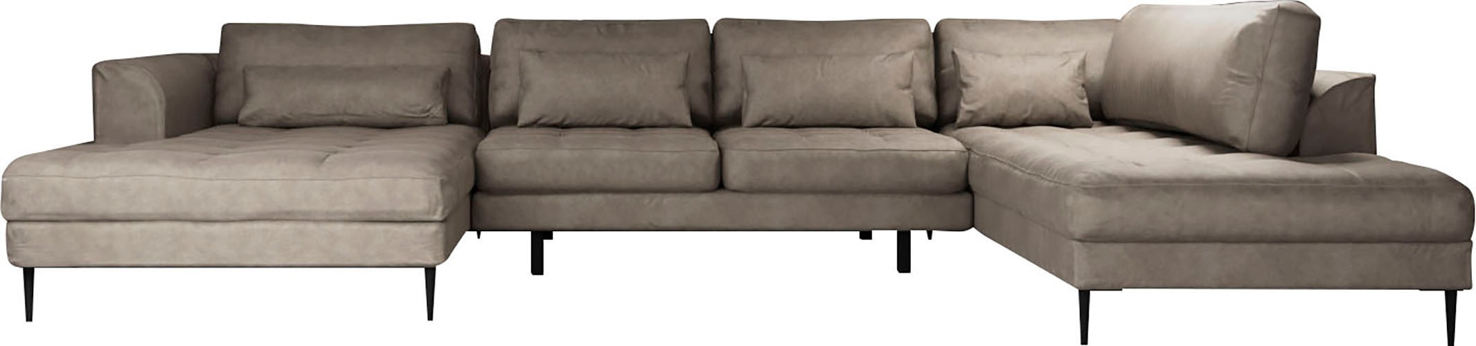 TRENDMANUFAKTUR Wohnlandschaft »Luzi, gemütliches Sofa, extra viel Platz, viele Kissen, OTTOs Choice«, Designsofa mit tollem Sitzkomfort, Metallfüße schwarz, Breite 361 cm
