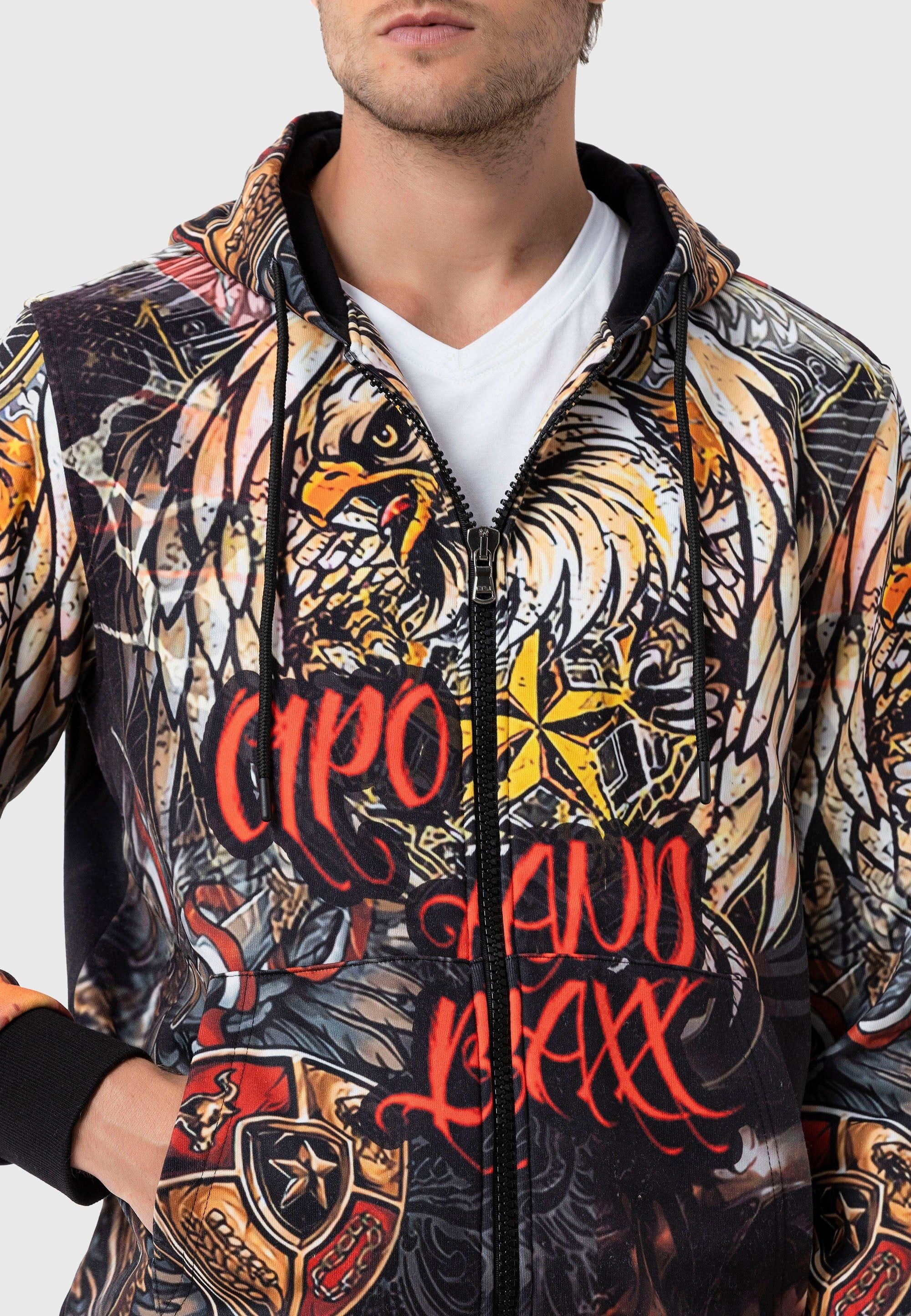 Cipo & Baxx Strickpullover »Cipo & Baxx Sweatjacken« mit Allover-Print