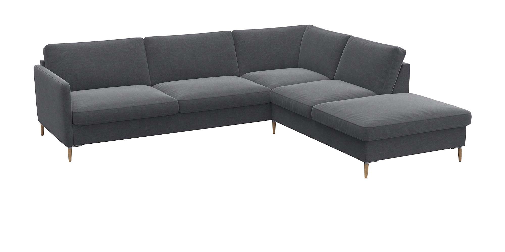 FLEXLUX Ecksofa »Fiore, super Sitzkomfort durch Kaltschaum im Sitz, L-Form«, schmale Armlehnen, Füße Alu+ Eiche