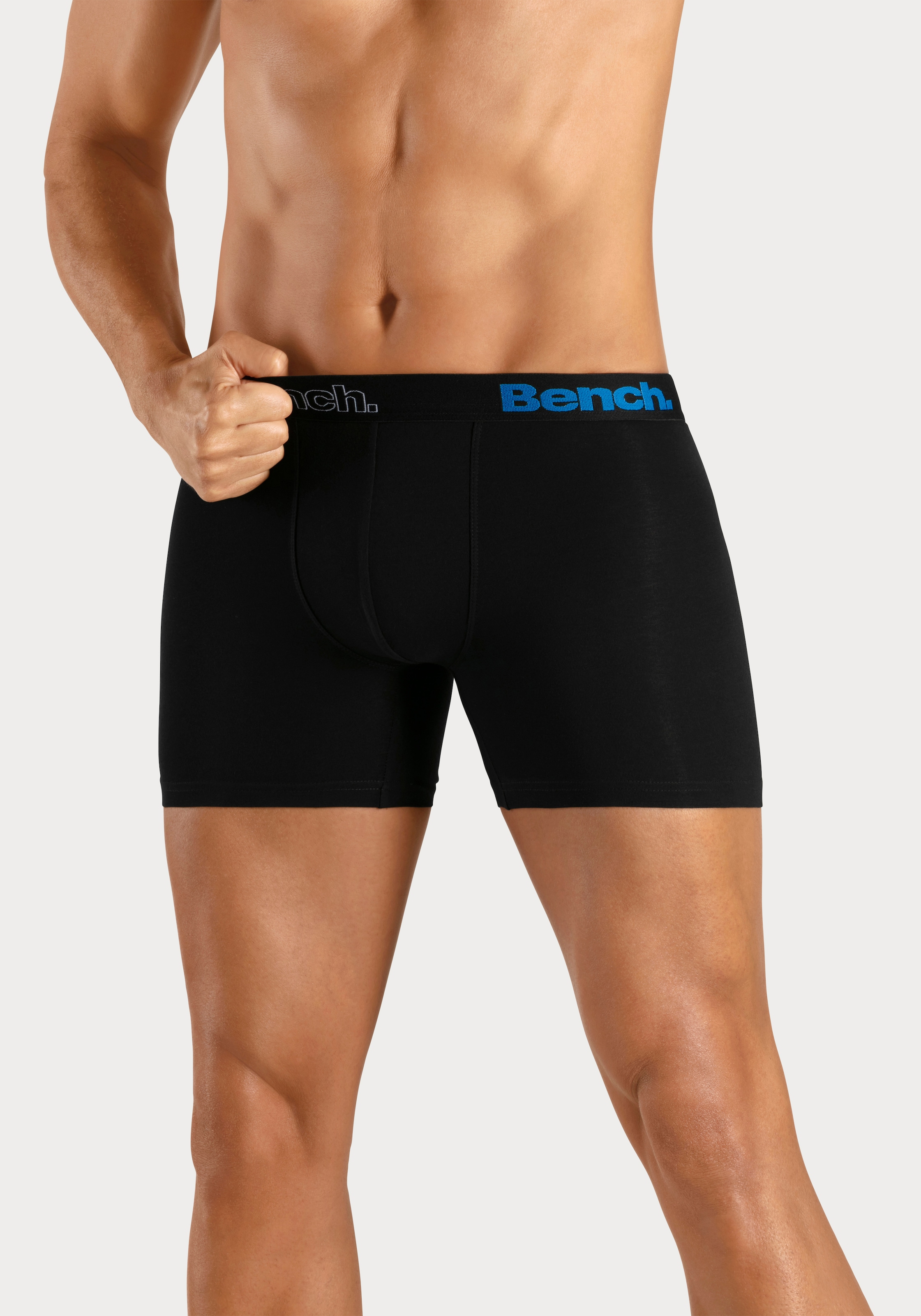 Bench. Langer Boxer »Boxershorts für Herren«, (Packung, 4 St.), Unterhosen mit Logoschriftzug im Bund