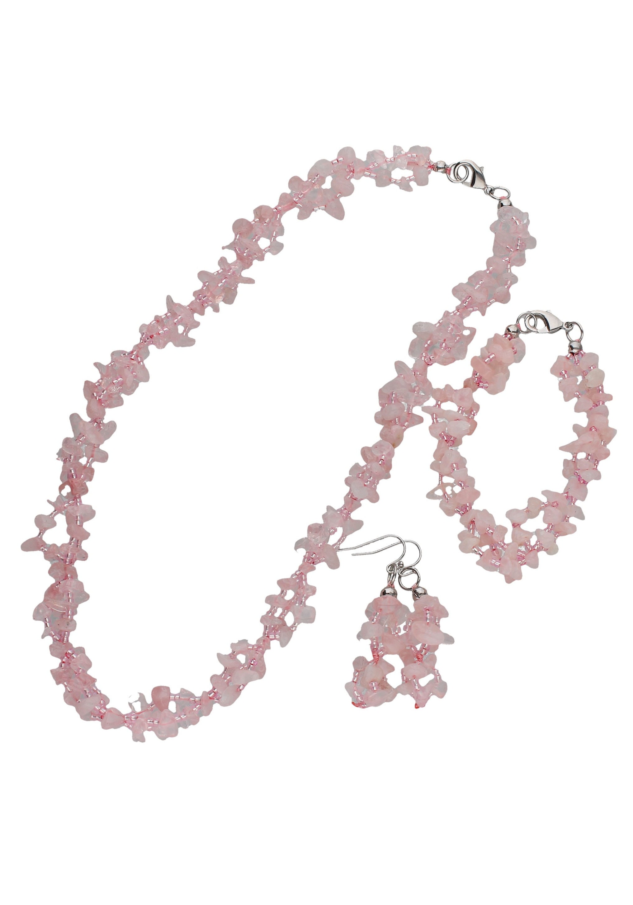 Armband, rosa, massiv«, (Set, Ohrhaken, 4 Schmuckset und bestellen Glanz, Firetti tlg.), »Collier, Rosenquarz Glassteinen mit bequem