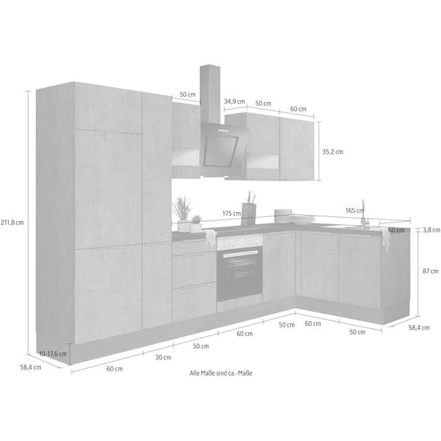 OPTIFIT Winkelküche »Tara«, mit Vollauszug und Soft-Close-Funktion,  Stellbreite 315 x 175 cm auf Raten bestellen