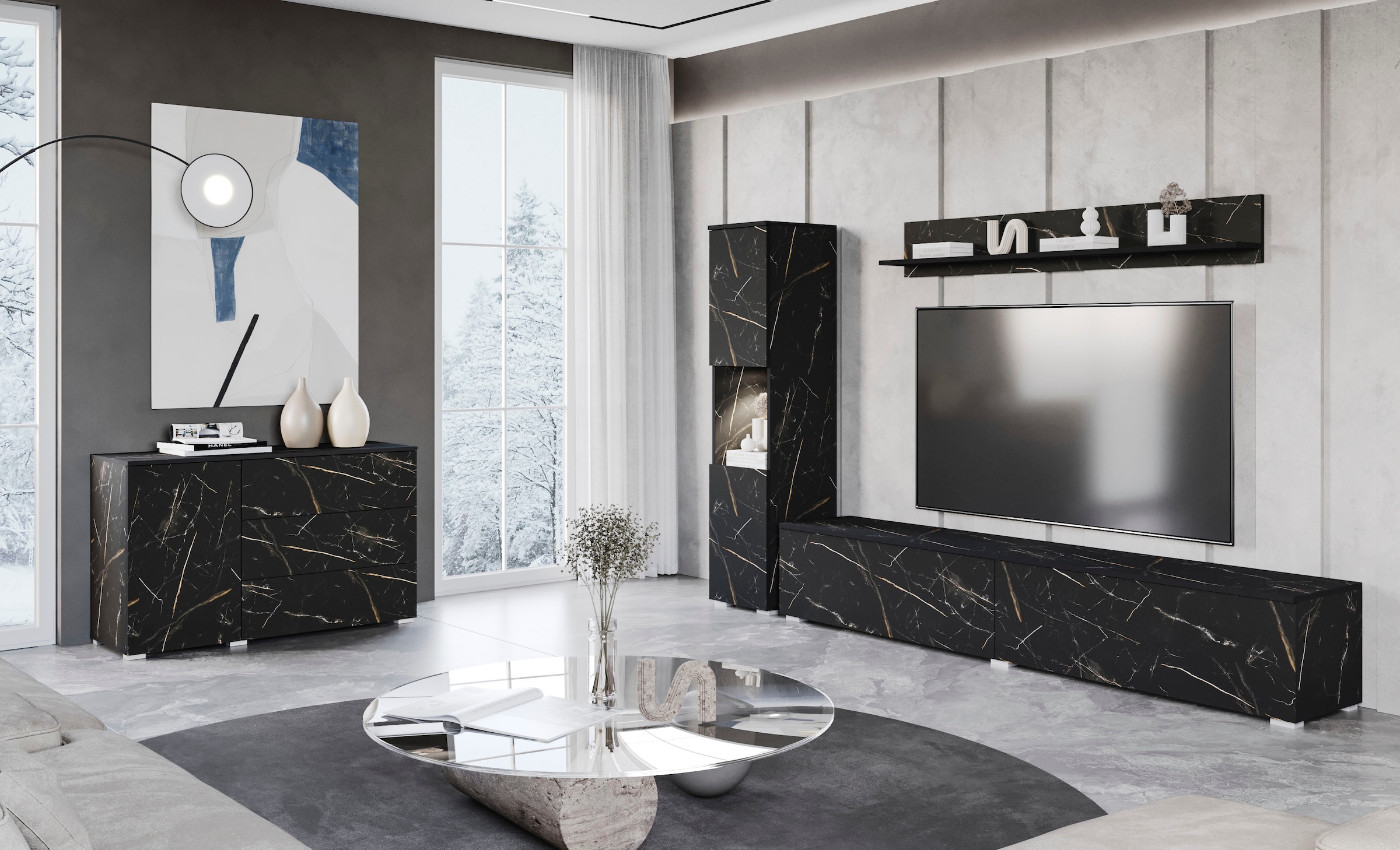 INOSIGN Sideboard »PARIS«, (1 St.), Moderne 110cm breite grifflose Kommode, vielseitig einsetzbar