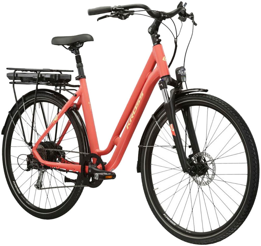 Kross E-Bike »E-Citybike Sentio Hybrid 2.0 28 Zoll orange«, 9 Gang, Shimano, Alivio T4000, Heckmotor 250 W, Pedelec, Elektrofahrrad für Damen und Herren