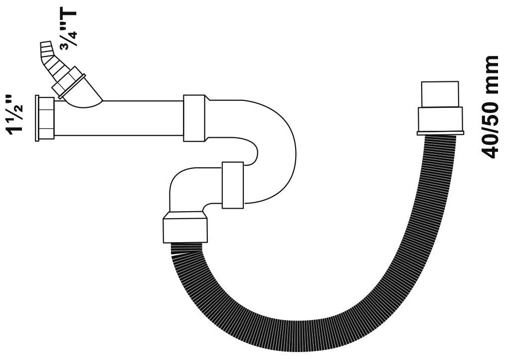 Kirchhoff Siphon »KS Flex-Spülen-Röhrensiphon ECO-SAVE«, (Set), 1 1/2" x 3/4"T x 40/50 mm, mit Geräteanschluss