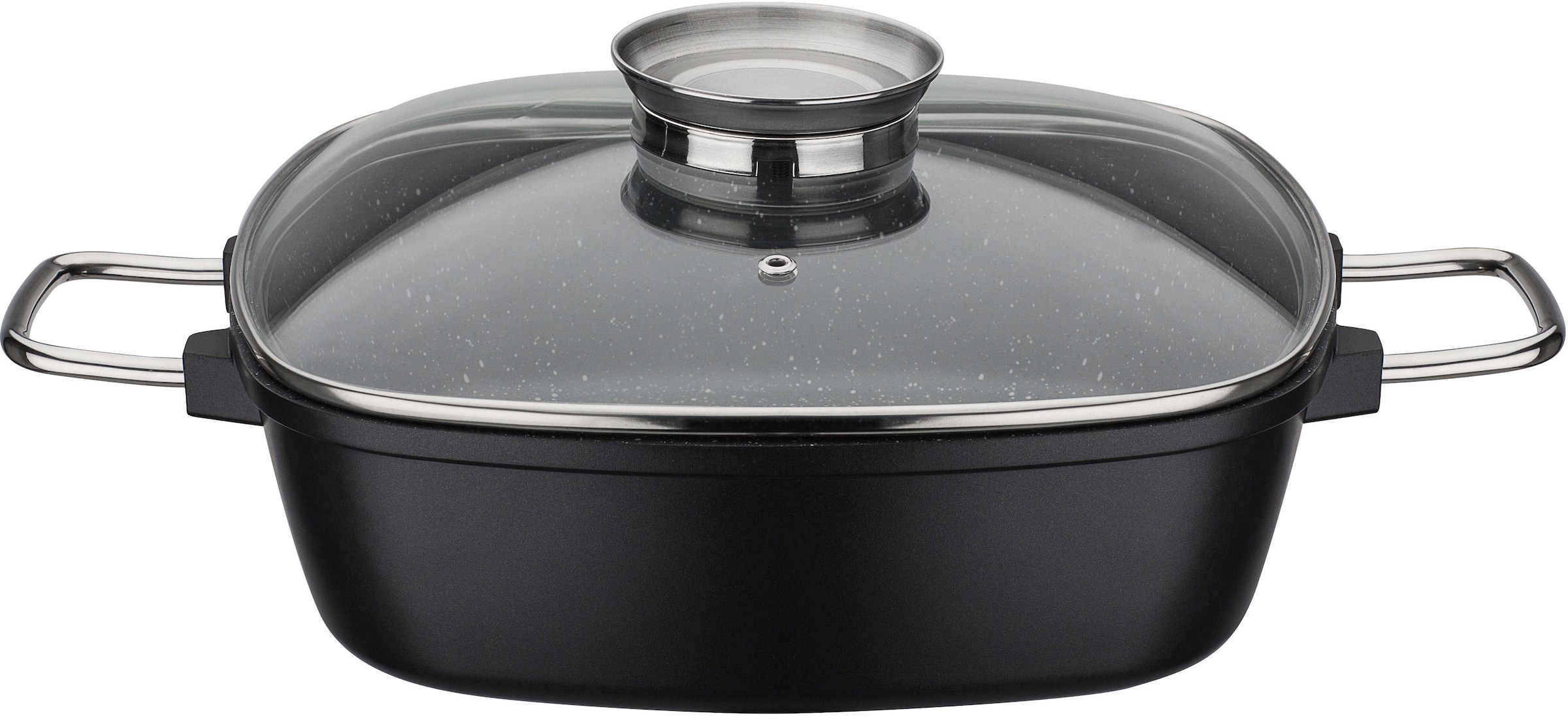 GSW Topf-Set »Gourmet Granit«, Aluminiumguss, (Set, 5 tlg., 1 x Bräter, 1x Grillpfanne 28x28 cm, je 1x Bratpfanne Ø 20/24 cm), Induktion
