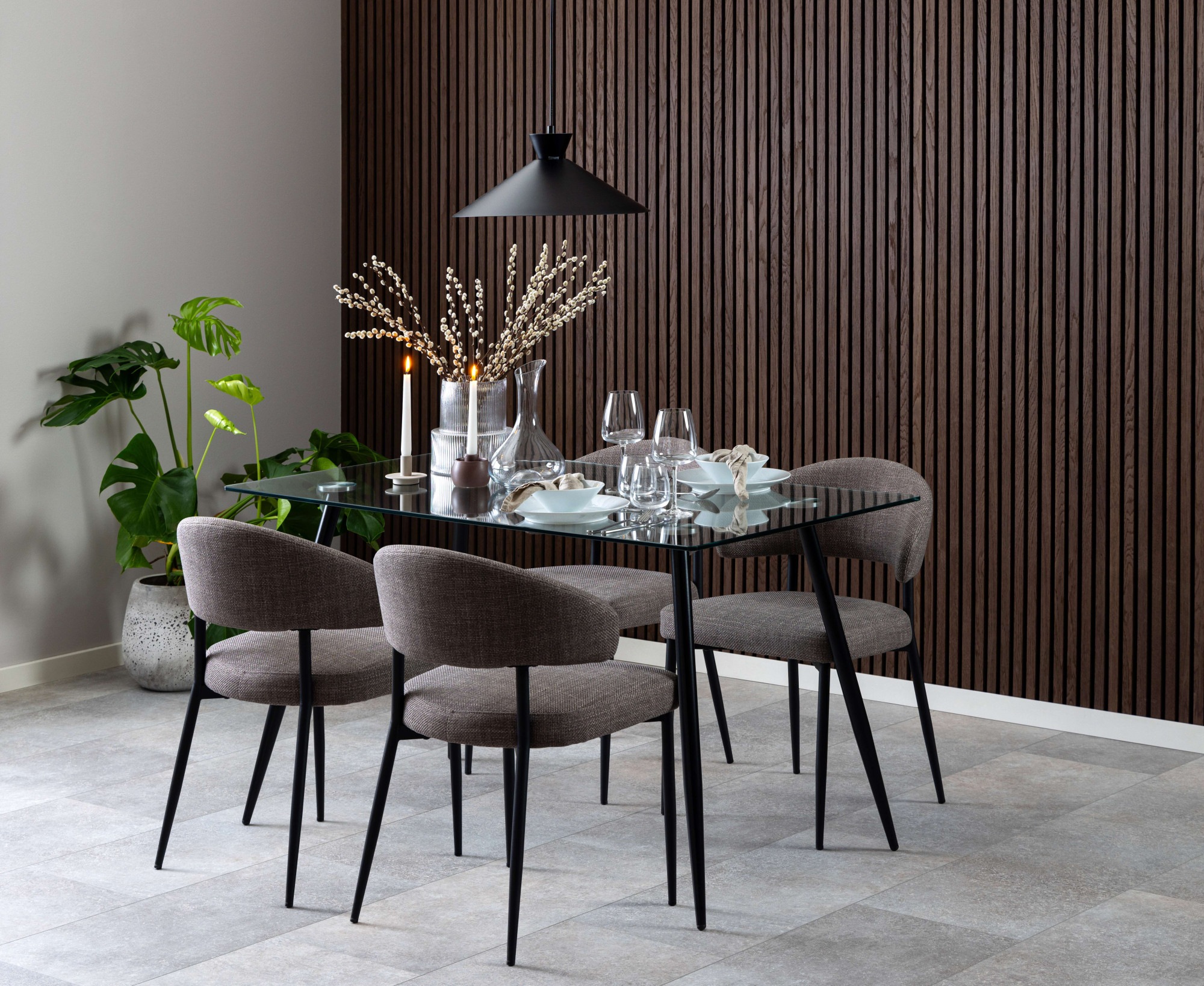 ACTONA GROUP Esszimmerstuhl »Edina – Esszimmerstuhl, Stuhl, 2er-Set, weicher Stoff, pflechteleicht«, Luxus-Microfaser, Stoff, schwarze Stahlbeine, 2er-Set