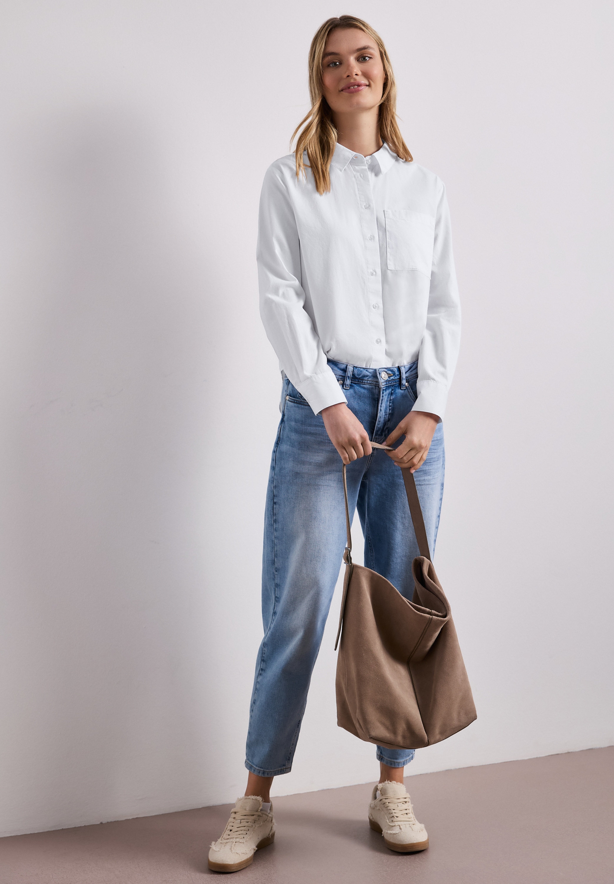 STREET ONE Langarmbluse mit Hemdkragen aus Twill