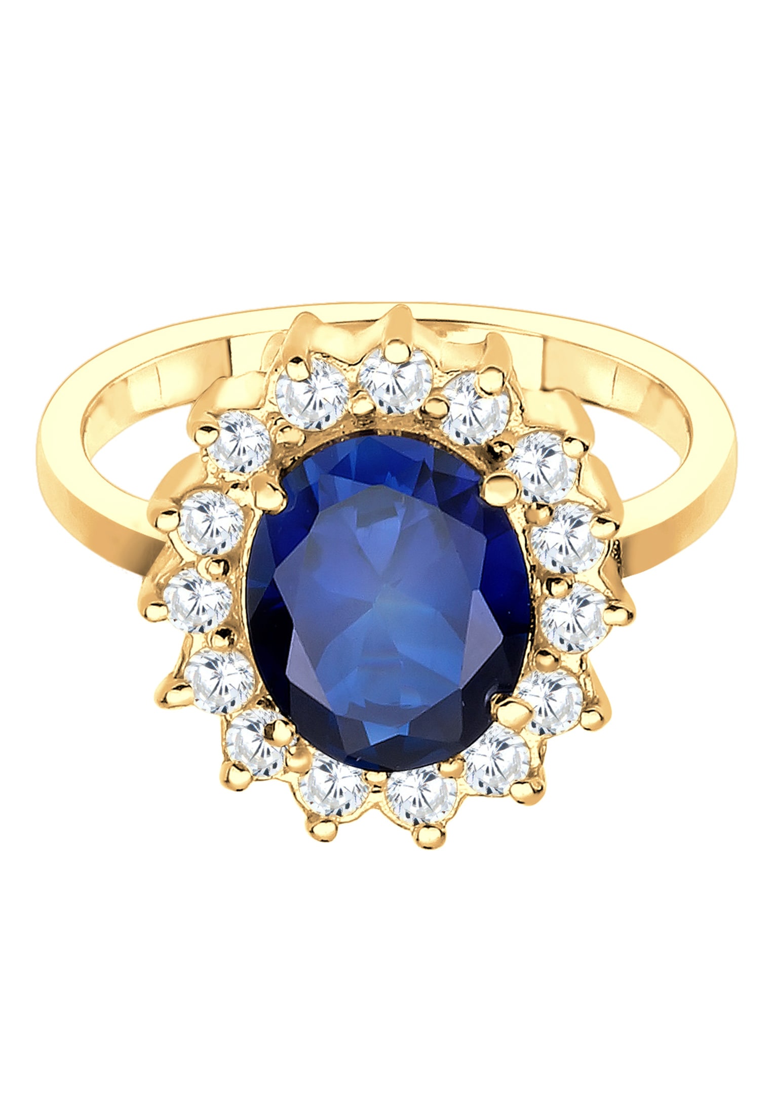 Elli Silberring »Ring Cocktailring Zirkonia Synthetischer Saphir Blau 925 Sterling Silber«