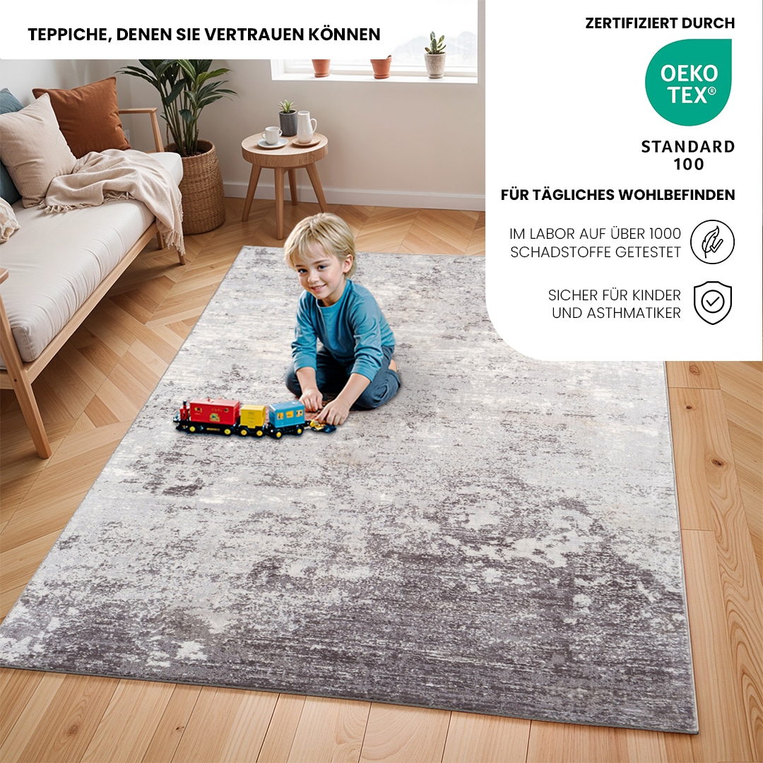 Livabliss Teppich »BANGKOK«, rechteckig, 9 mm Höhe, Designerteppich in Marmor Optik, Kurzflor Wohnzimmerteppich/Läufer