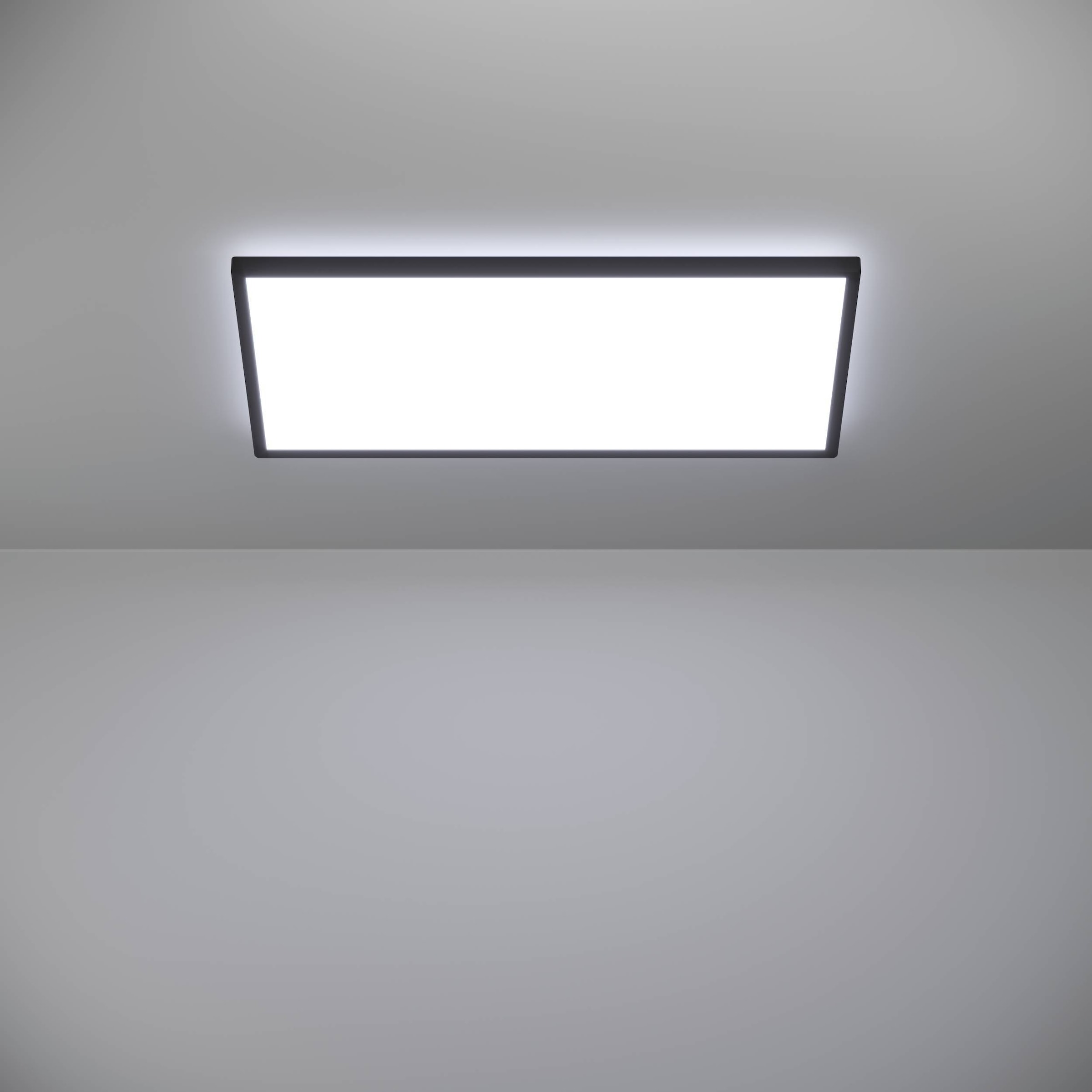 EGLO Deckenleuchte »Rovito Deckenlampe, Deckenbeluchtung, Badlampe Decke, Kunststoff, IP44« LED-Modul 1 Stk. Kaltweiß | Neutralweiß | Warmweiß Wand-/Deckenleuchte - L57 x B30 x H3 cm - schwarz - 17,2W inkl.