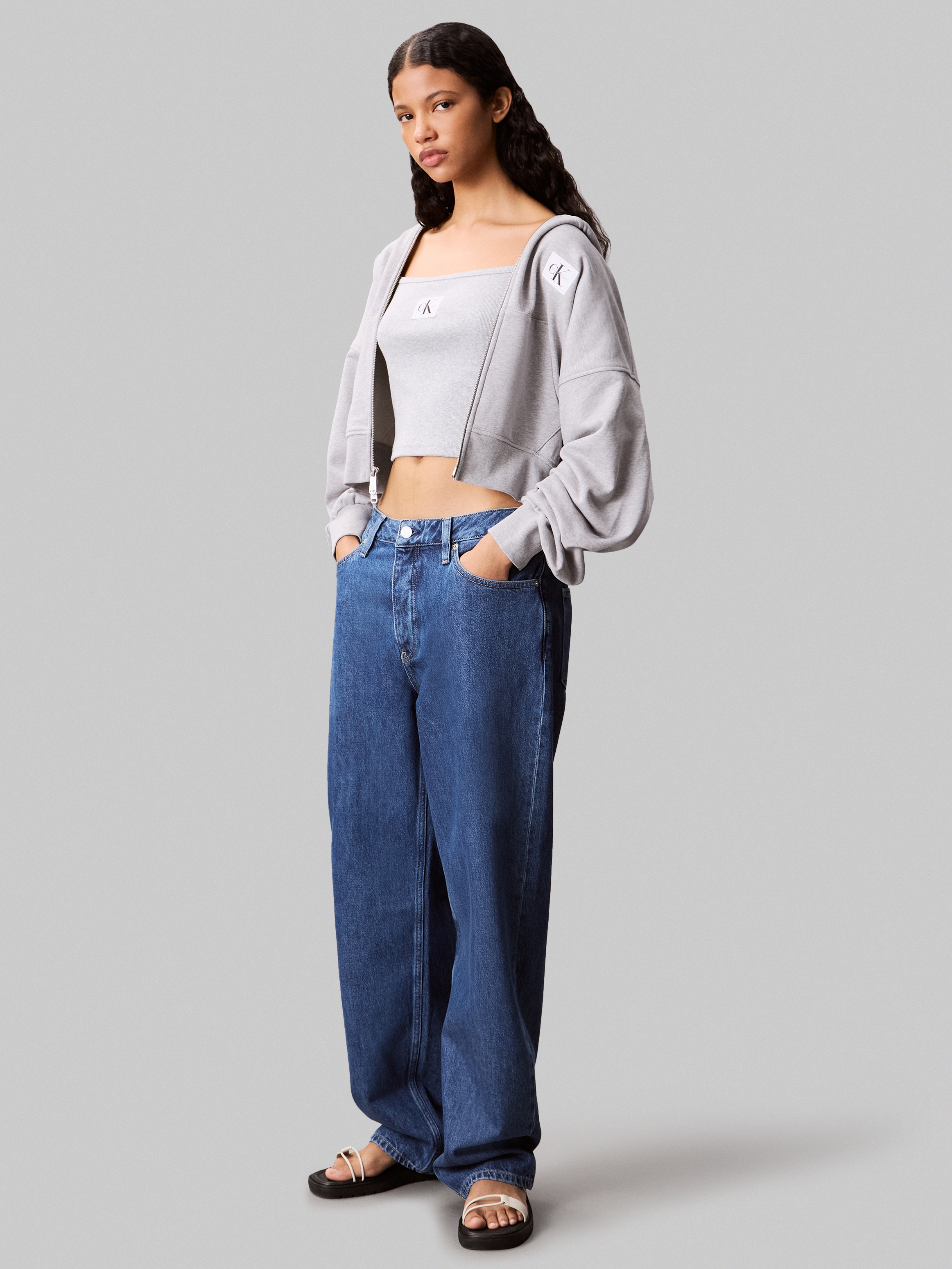 Calvin Klein Sweatjacke »A- FRNCH TRRY BDG LG« Oversized Fit, mit Kapuze, reine Baumwolle