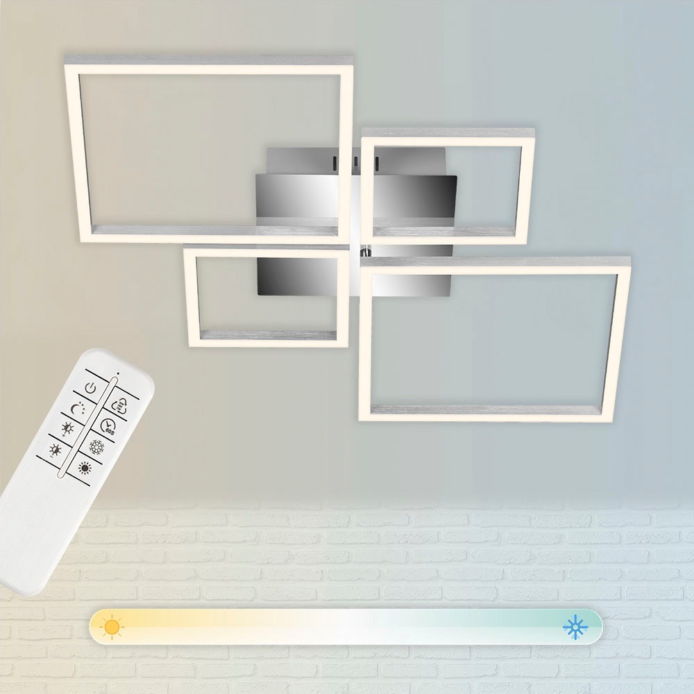 Briloner Leuchten LED Deckenleuchte »3093018 FRAME«, Leuchtmittel LED-Board | LED fest integriert, Deckenlampe, 75x46,7x7,5cm, Chrom-Alu, Wohnzimmer, Schlafzimmer