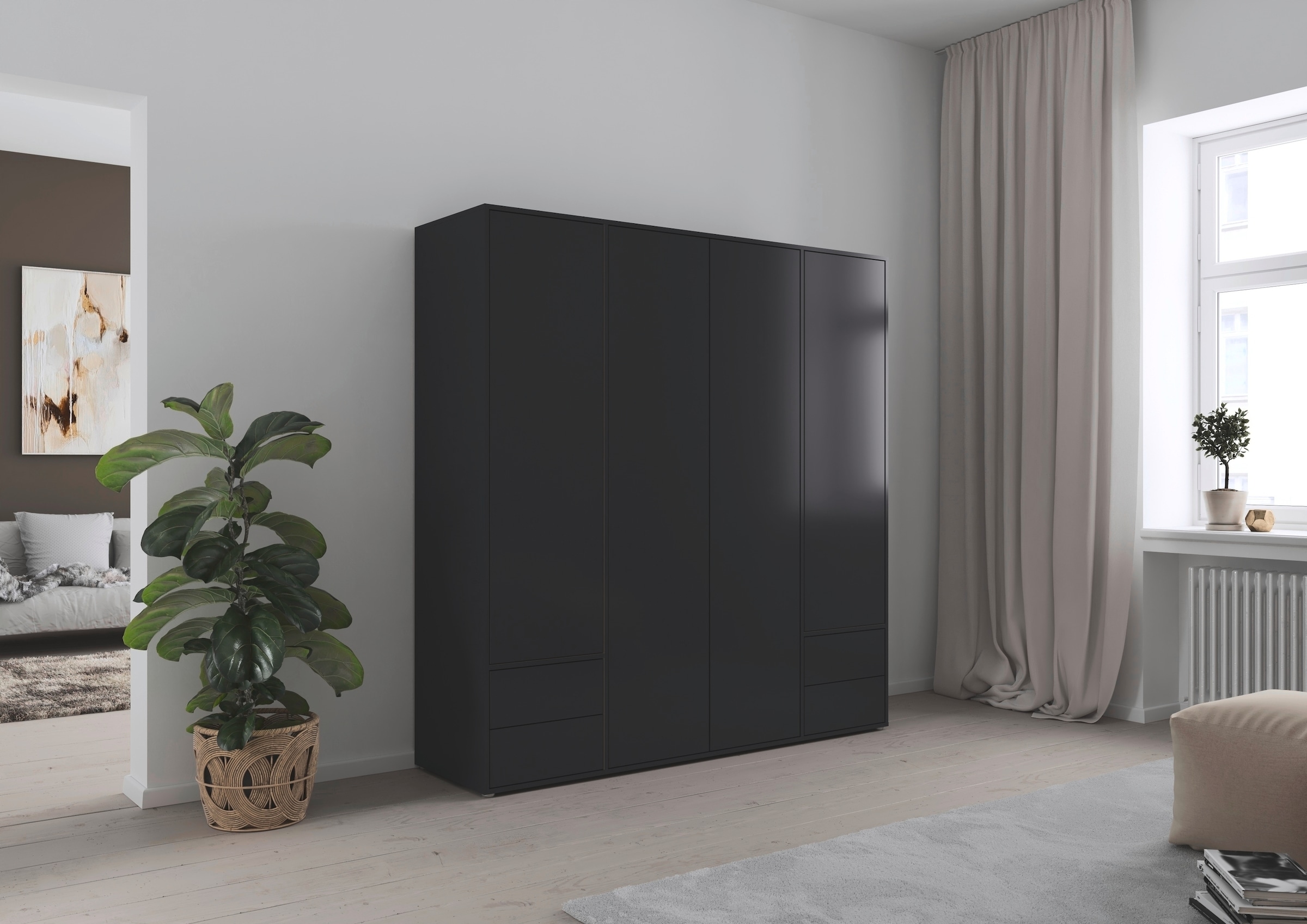 rauch Drehtürenschrank »Kleiderschrank Schrank Garderobe Wäscheschrank NABILA viel Stauraum«, (in 3 verschiedenen Ausstattungen BASIC/CLASSIC/PREMIUM), mit 2 Schubladen und Push-to-Open Funktion TOPSELLER MADE IN GERMANY