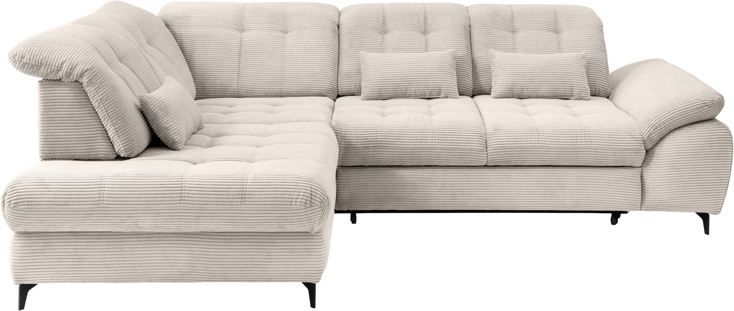Home affaire Ecksofa »Lazio modern und bequem, schmale Armlehnen, tolle Detailverarbeitung« zwei verschiedene Fußfarben wählbar