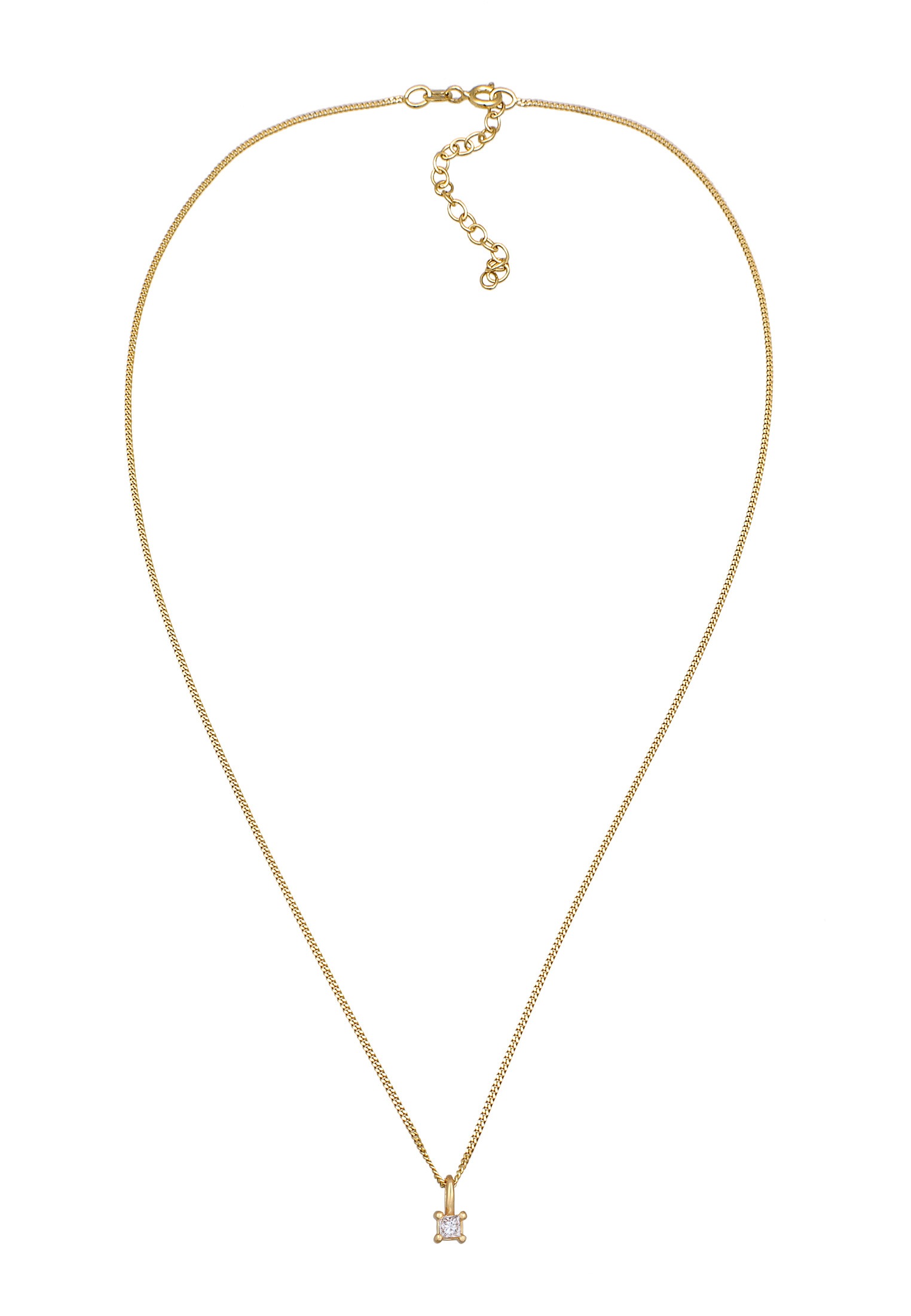 Elli DIAMONDS Silberkette »Halskette Diamant (0.1 ct) Viereck Solitär 925 Silber«