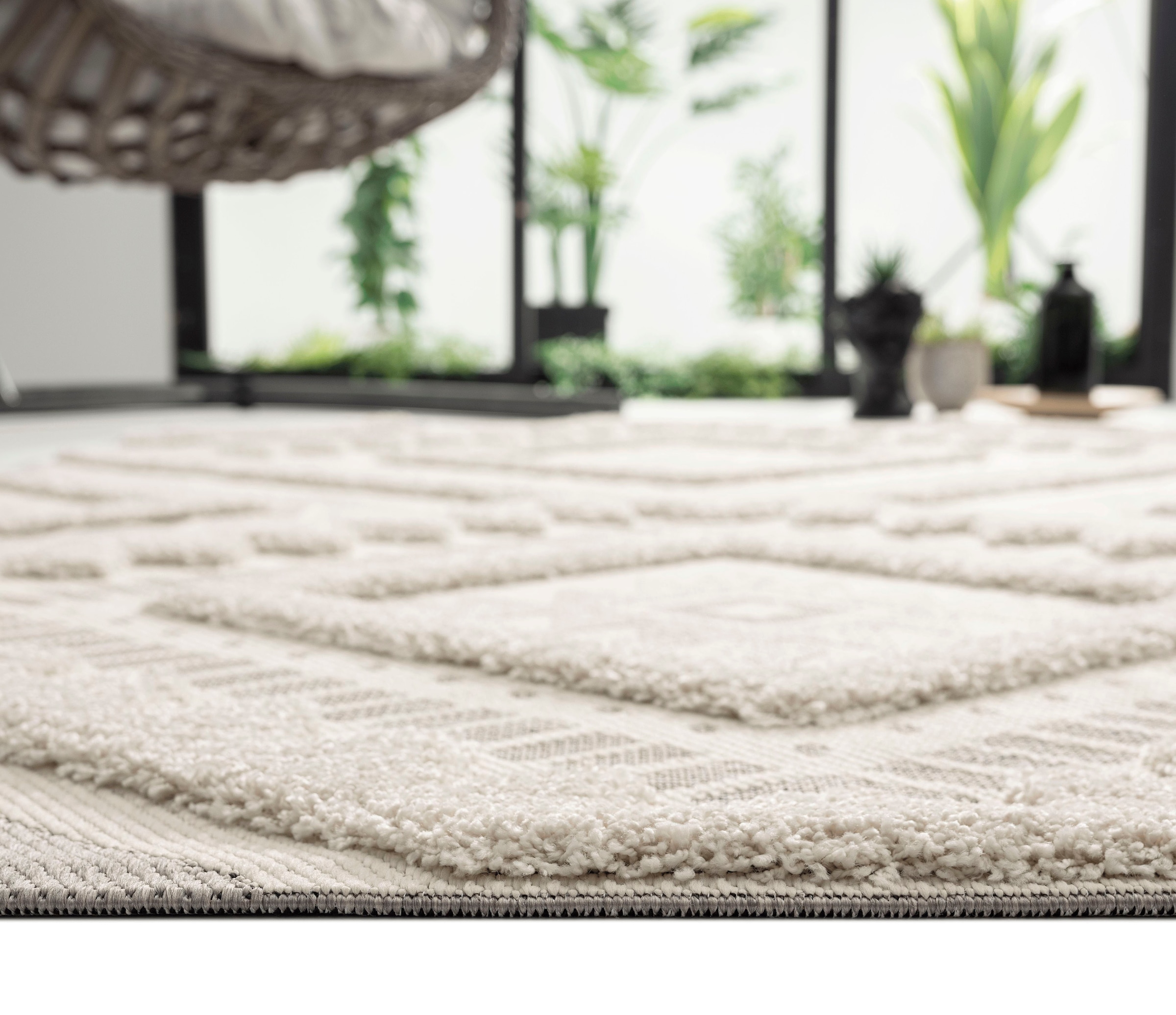 merinos Teppich »Kayra 54062«, rechteckig, Hoch Tief Struktur, Boho Style, Scandic, In- Outdoor geeignet