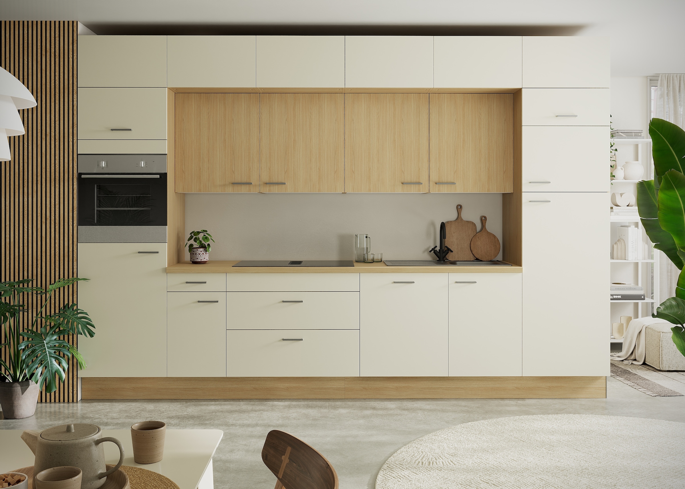 KOCHSTATION Küchenzeile »KS-Lucy wahlweise mit Induktionskochfeld mit integriertem Dunstabzug« Breite 360 cm, Soft-Close, inkl. Zubehör, wahlweise mit E-Geräten
