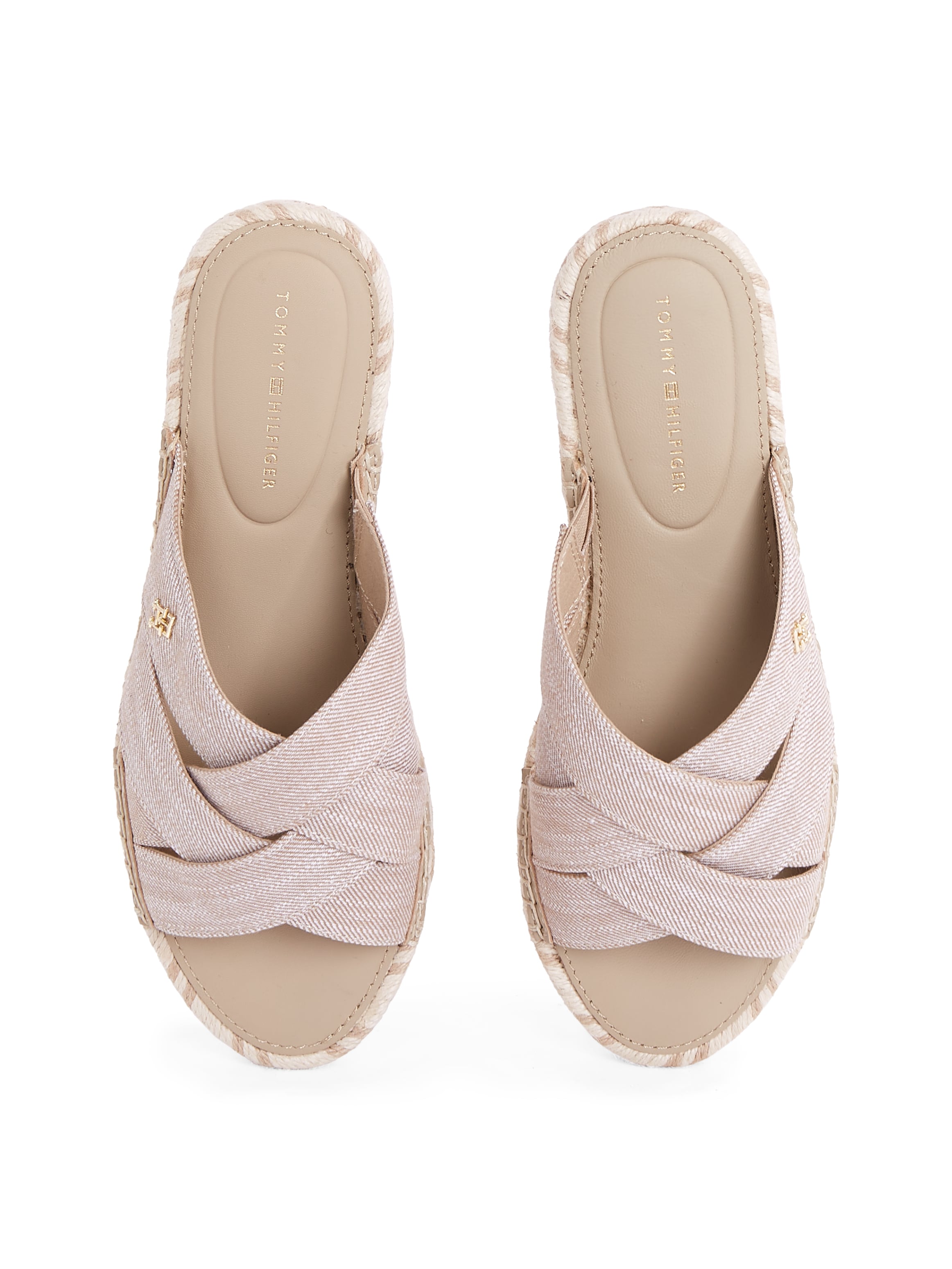 Tommy Hilfiger Pantolette »CHAMBRAY ESPADRILLE MULE«, Plateau, Sommermode, Flats, Schlüpfschuh mit Bandagen in Flechtoptik