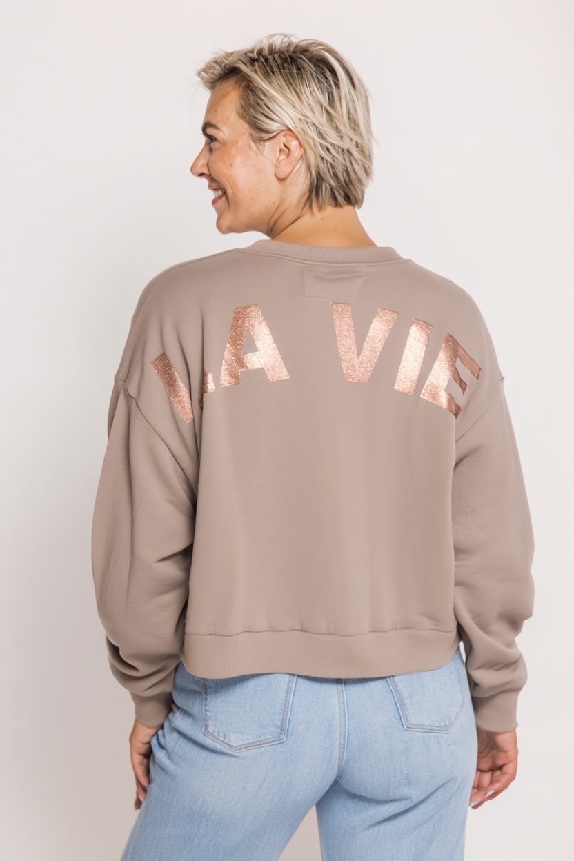 Zhrill Sweater »ZHUTE«, mit glänzendem Rücken-Print
