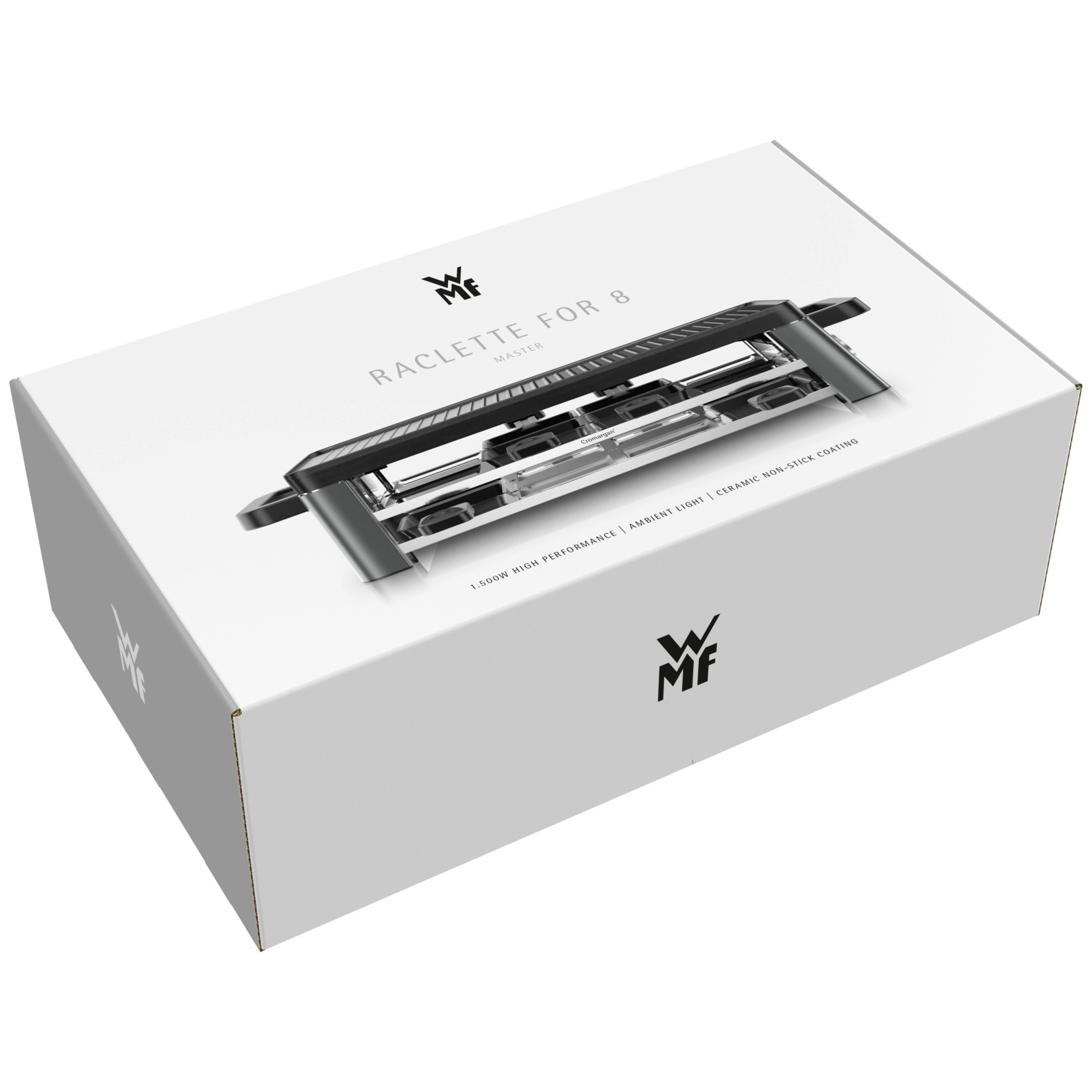 WMF Raclette »Master, indirekte LED-Beleuchtung, Keramikbeschichtung« 8 Stk. Raclettepfännchen 1.500 W Variable Temperatur, spülmaschinengeeignete Pfännchen und Spatel