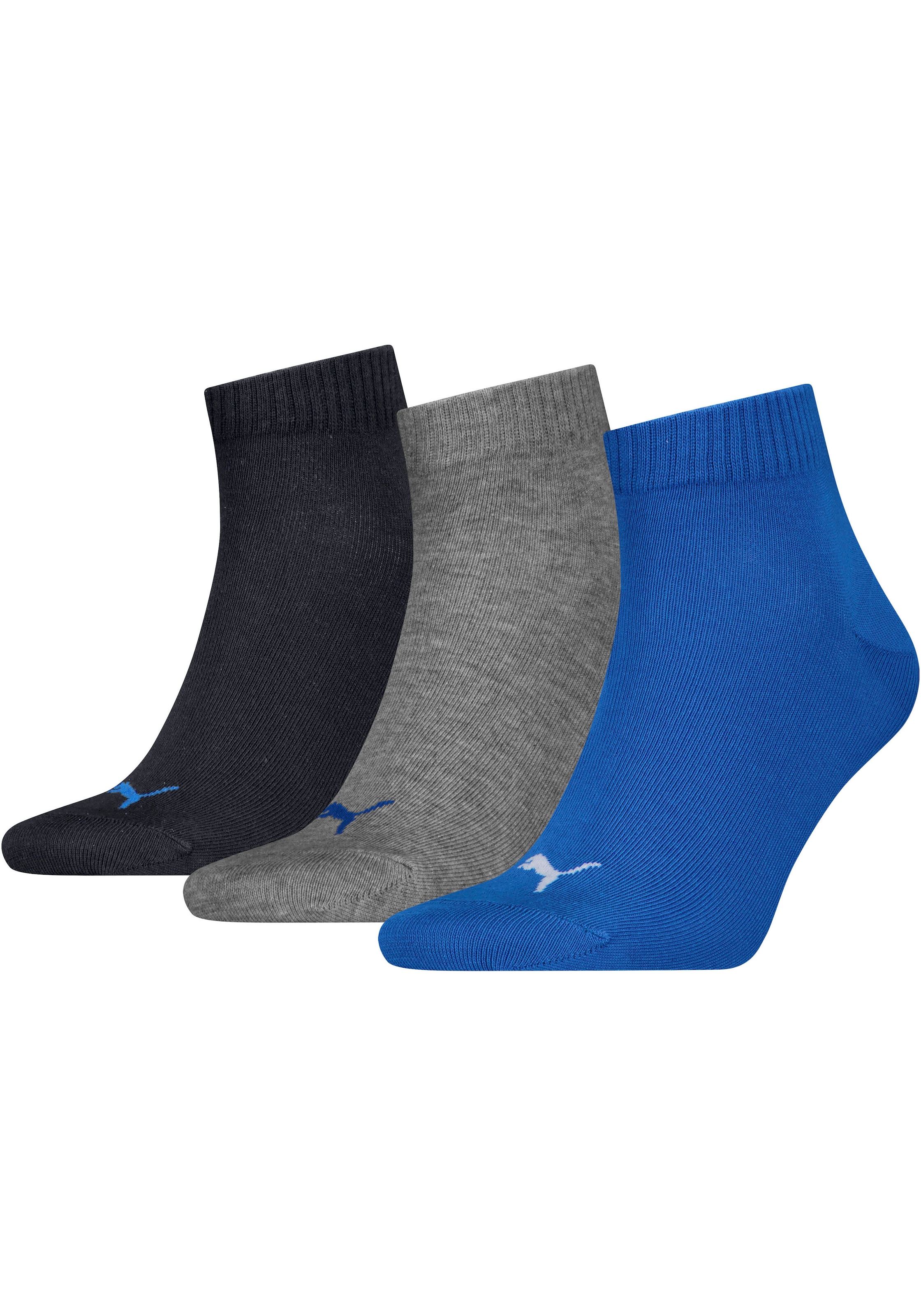 PUMA Kurzsocken »PUMA UNISEX QUARTER PLAIN 3P« 3 Paar,  Atmungsaktiv, Rippenbündchen, weiche Baumwollmischung
