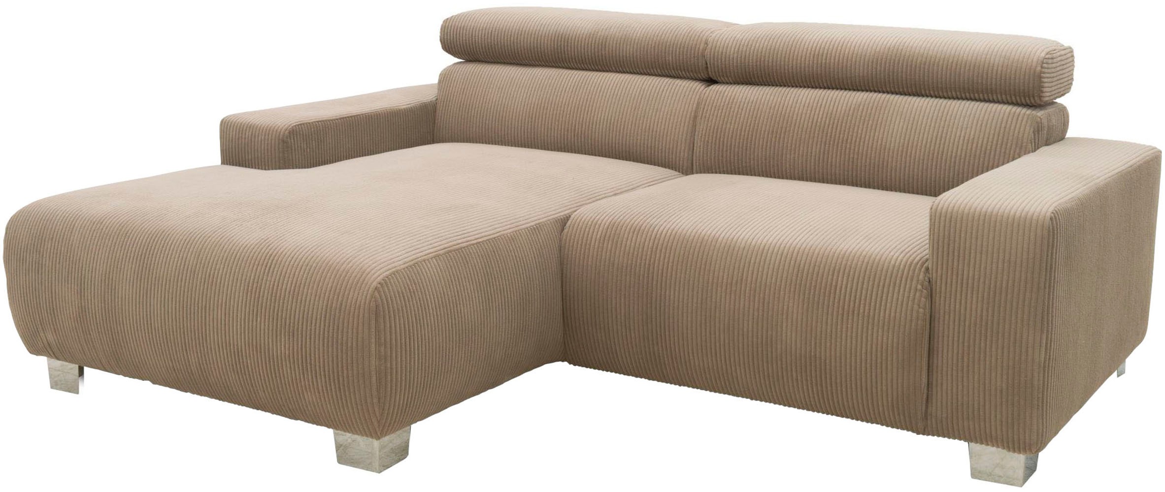 DOMO collection Ecksofa »100030 inkl. Kopfteilverstellung, guter Sitzkomfort, Cordbezug, L-Form«, mit komfortabler Wellenunterfederung, ideal für kleine Räume