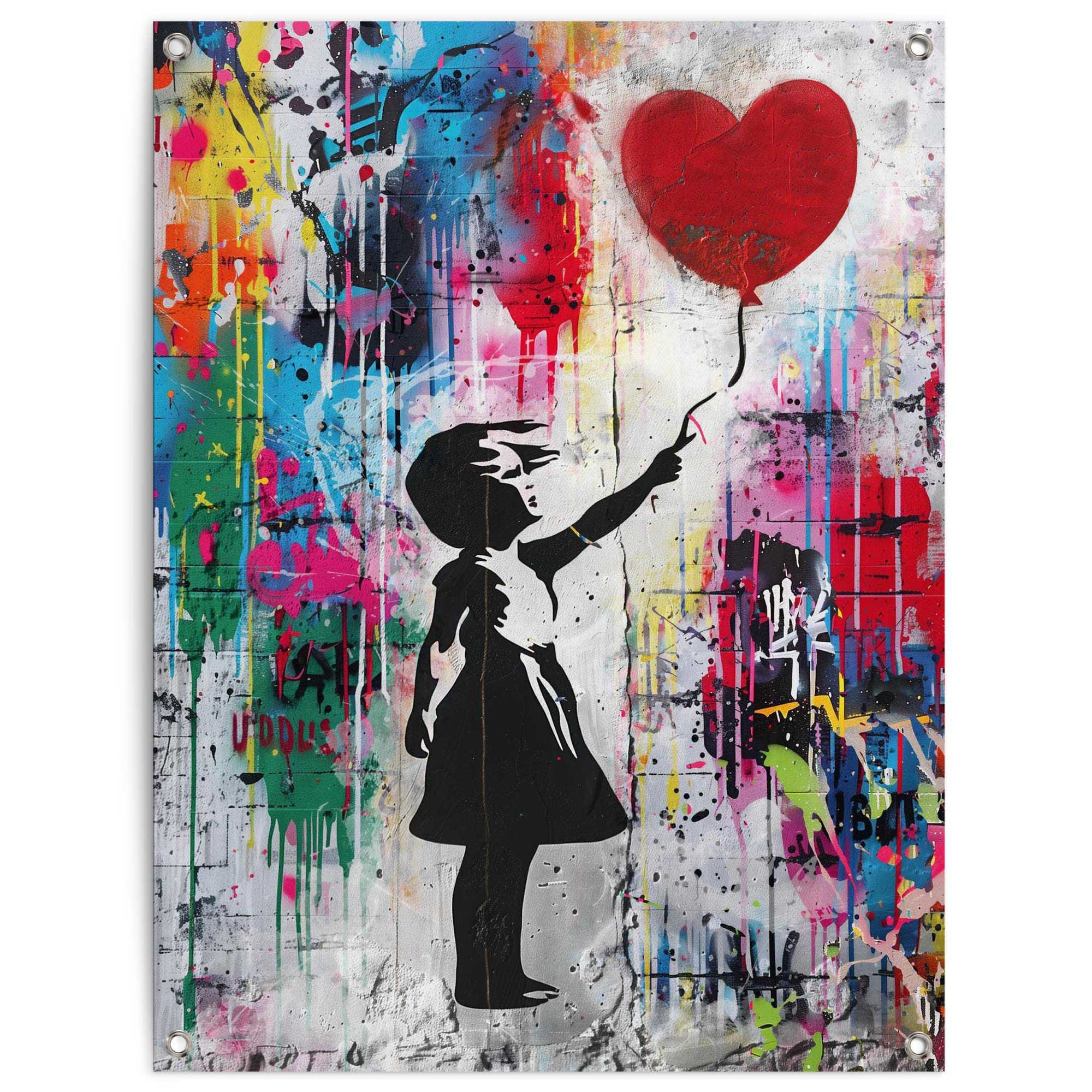 Reinders Poster "Balloon Girl Grafitti" Garten - Mehrfarbig - Leinwand - Kunst - 60x80 cm