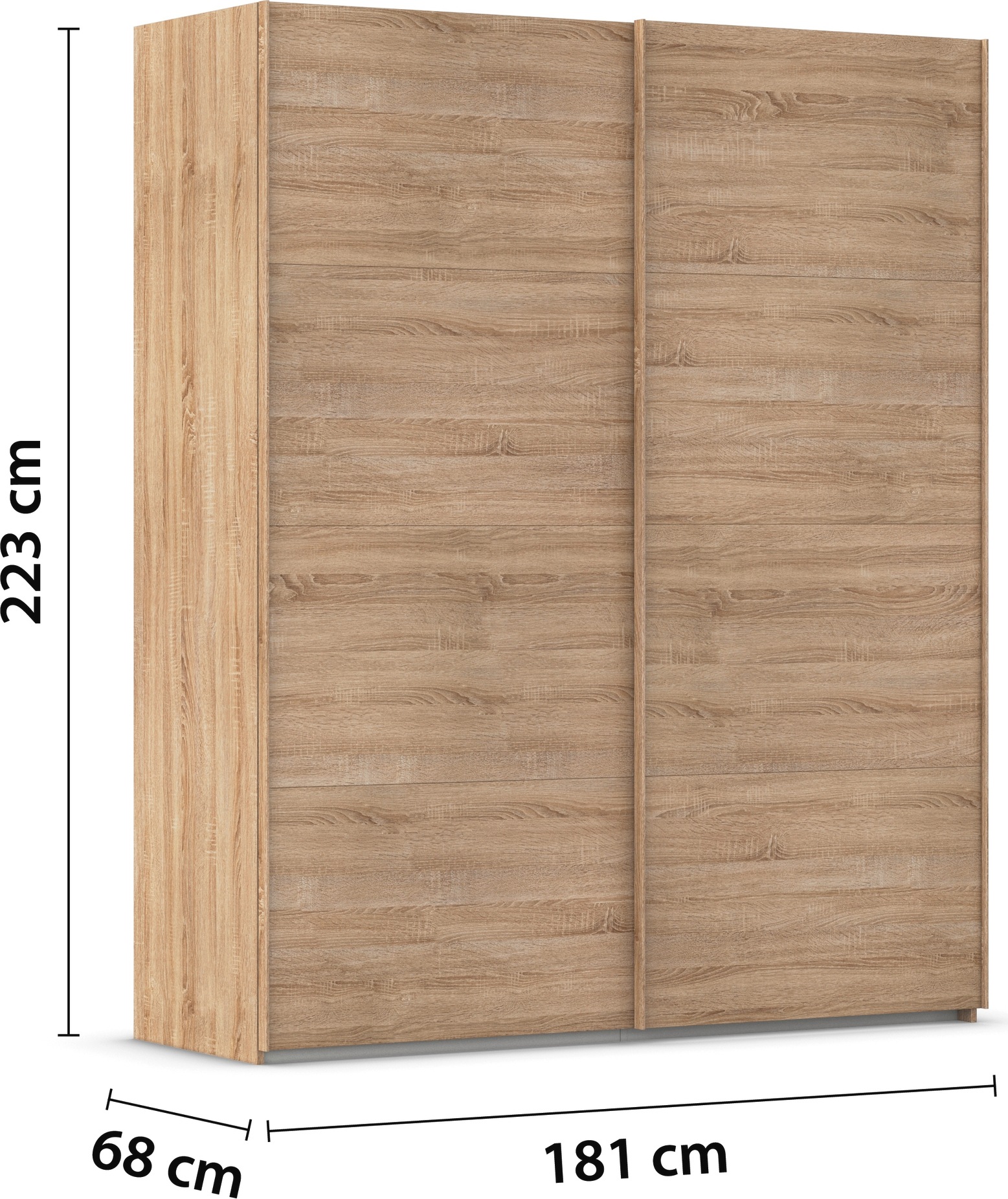 rauch Schwebetürenschrank »Kleiderschrank Schrank Garderobe Schlafzimmerschrank EVELYN«, in elegantem Stil, in 5 Breiten, Griffe in Korpusfarbe MADE IN GERMANY